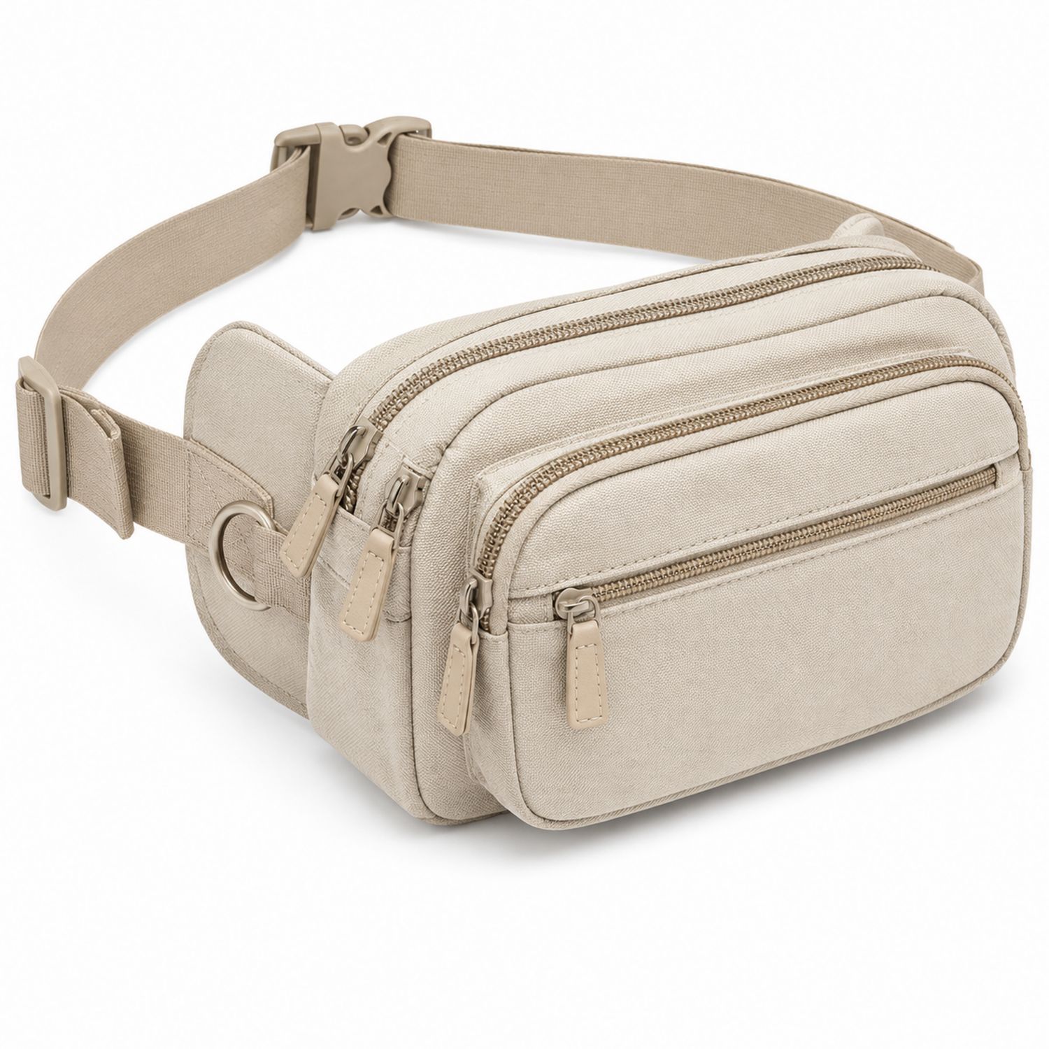 Marsupio Beige con Tasche Multiple e Cintura Regolabile