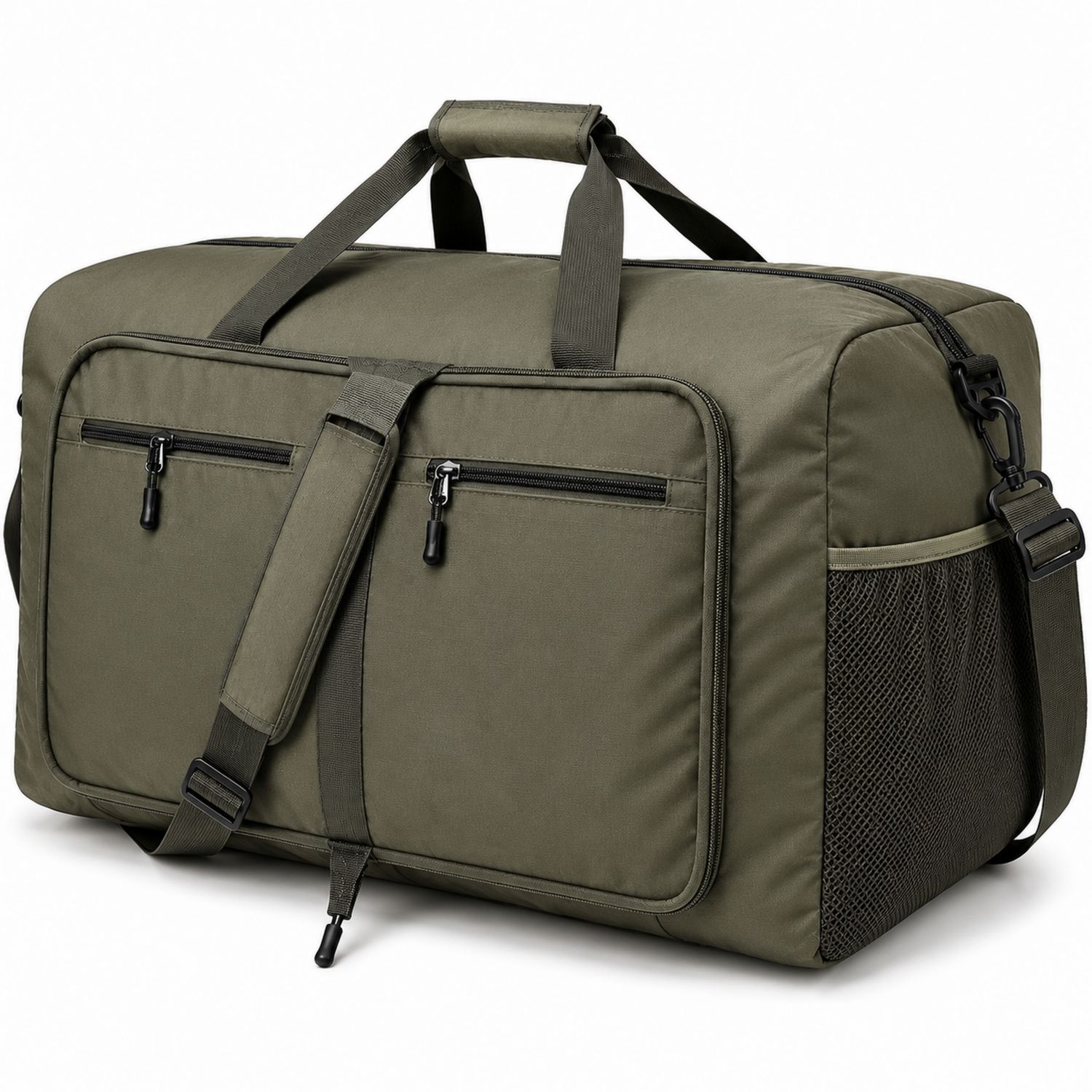 Borsa da Viaggio Grande con Tasche Multiple Verde Oliva