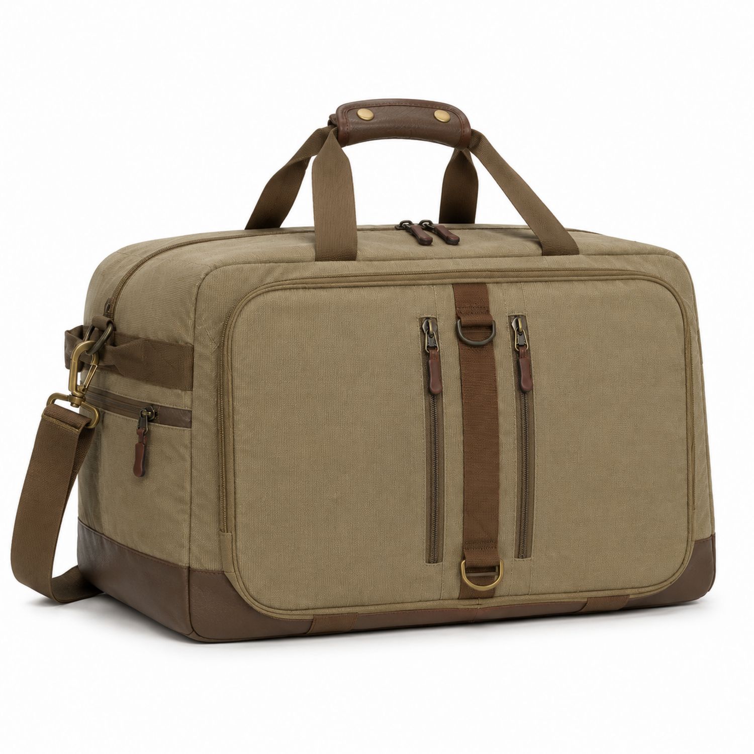Borsa da Viaggio Unisex Cachi con Tracolla Regolabile