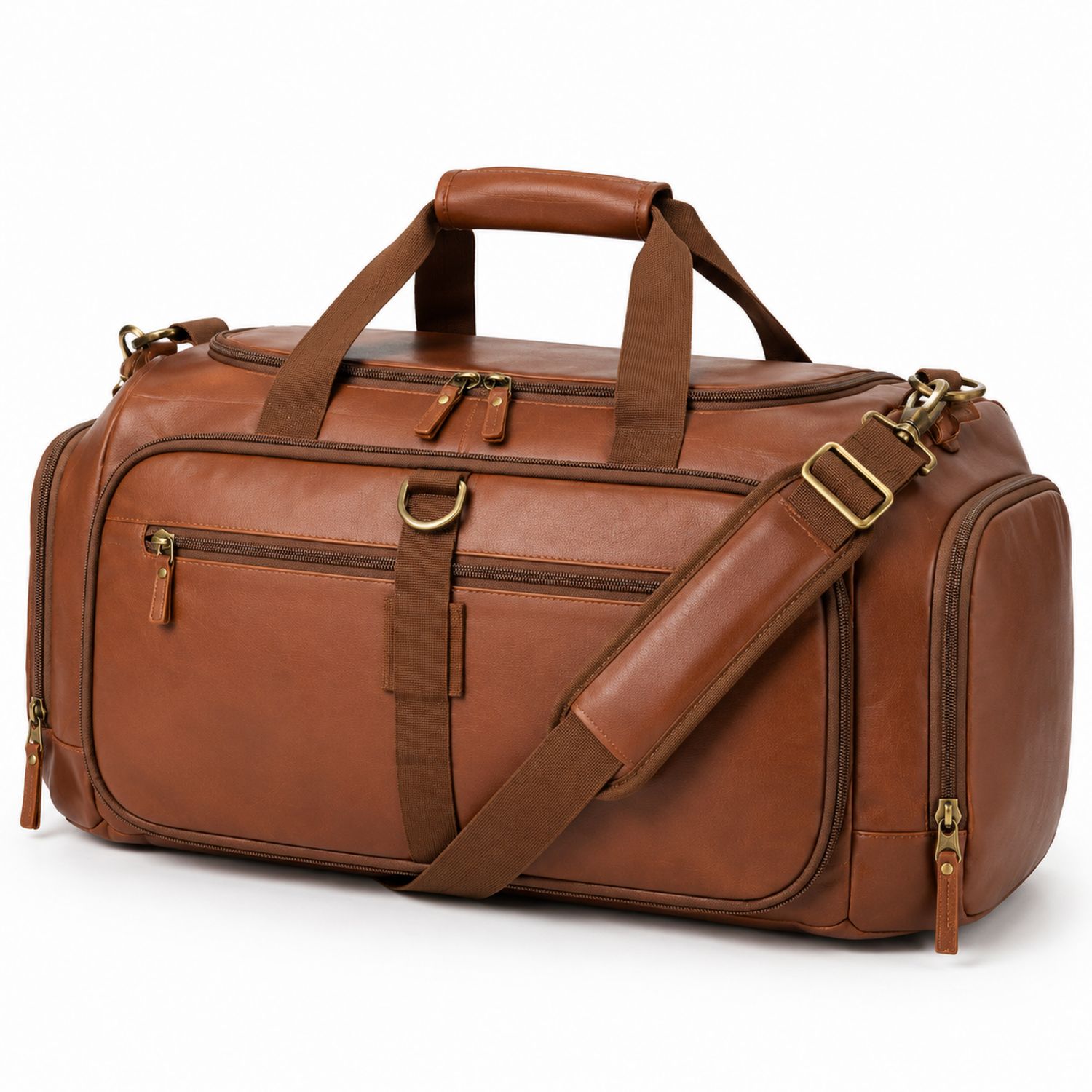 Borsa da viaggio marrone con tasche multiple