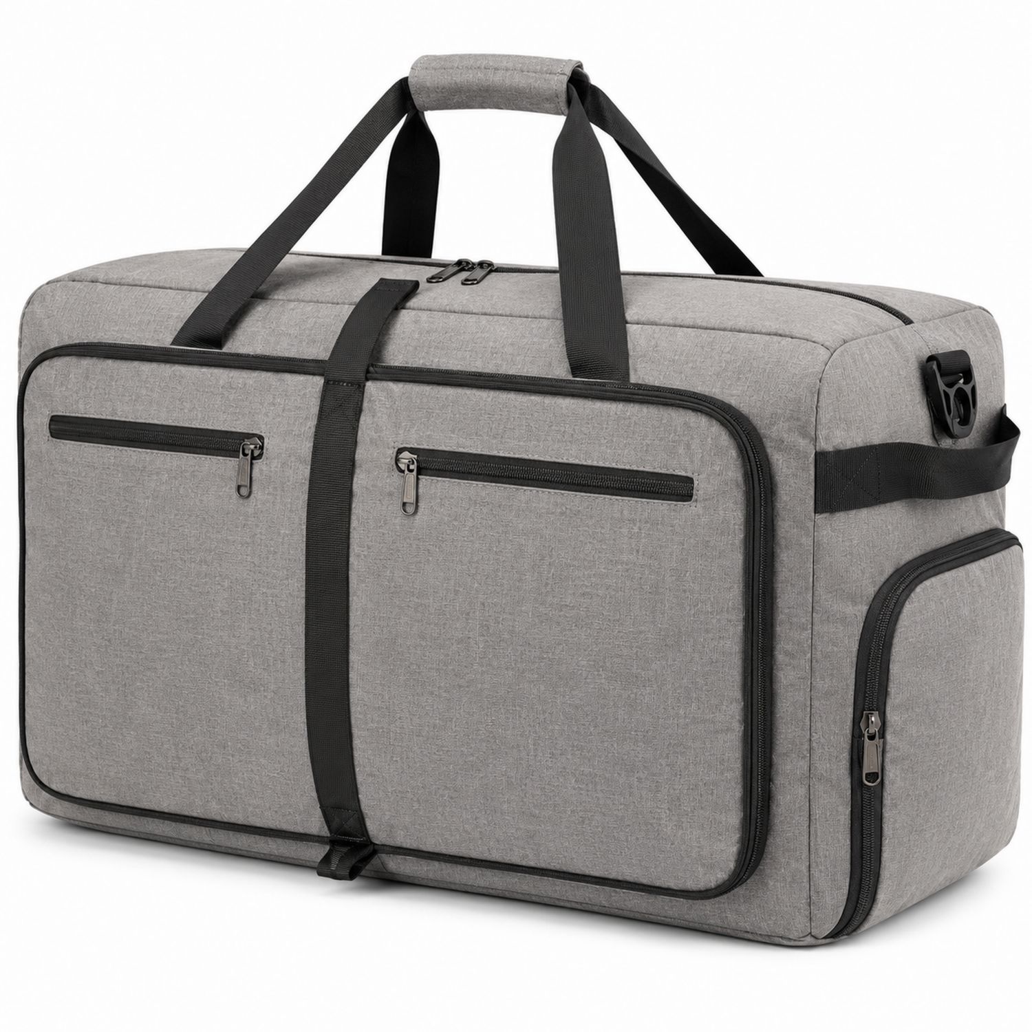 Borsone da Viaggio Grigio con Tasche Multiple 55x30x25cm