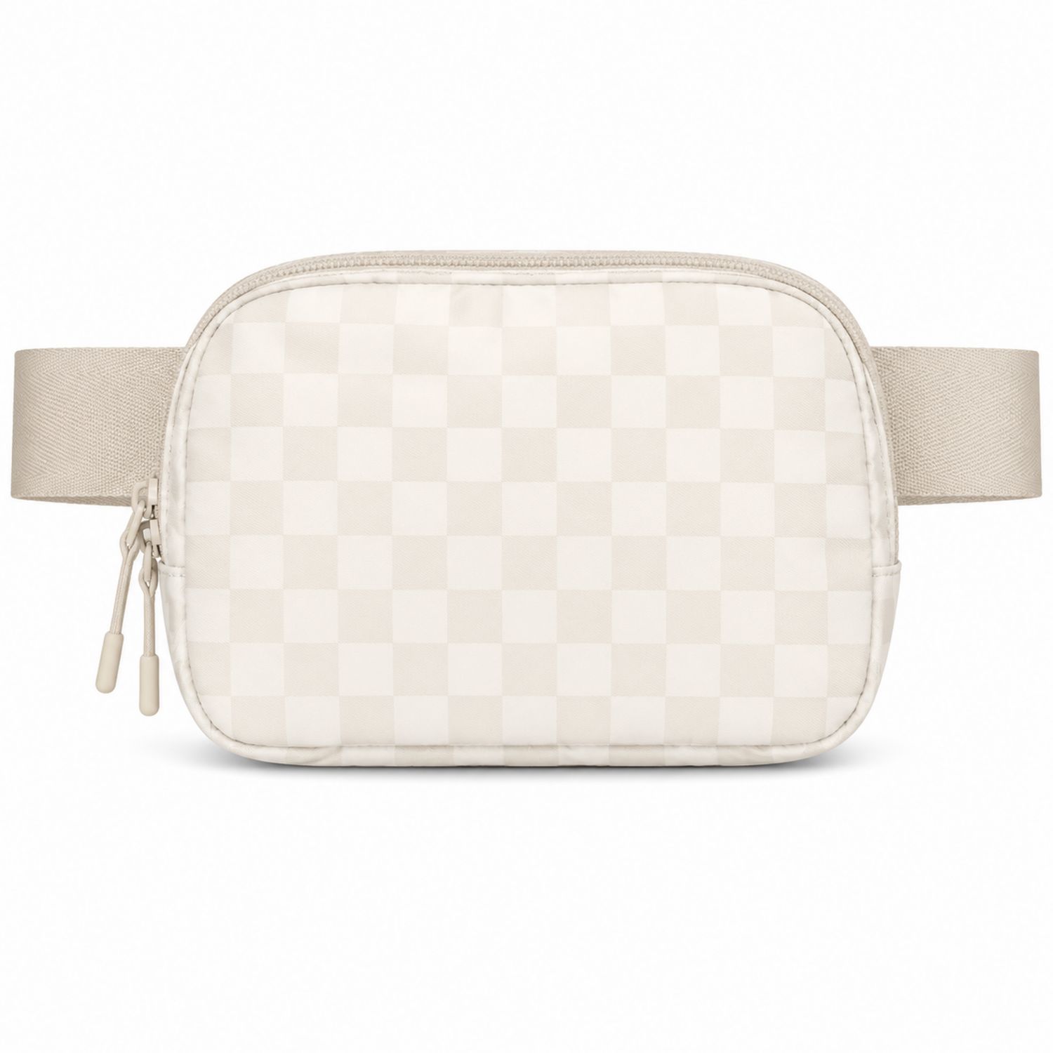 Marsupio a Scacchi Beige Unisex con Cerniera