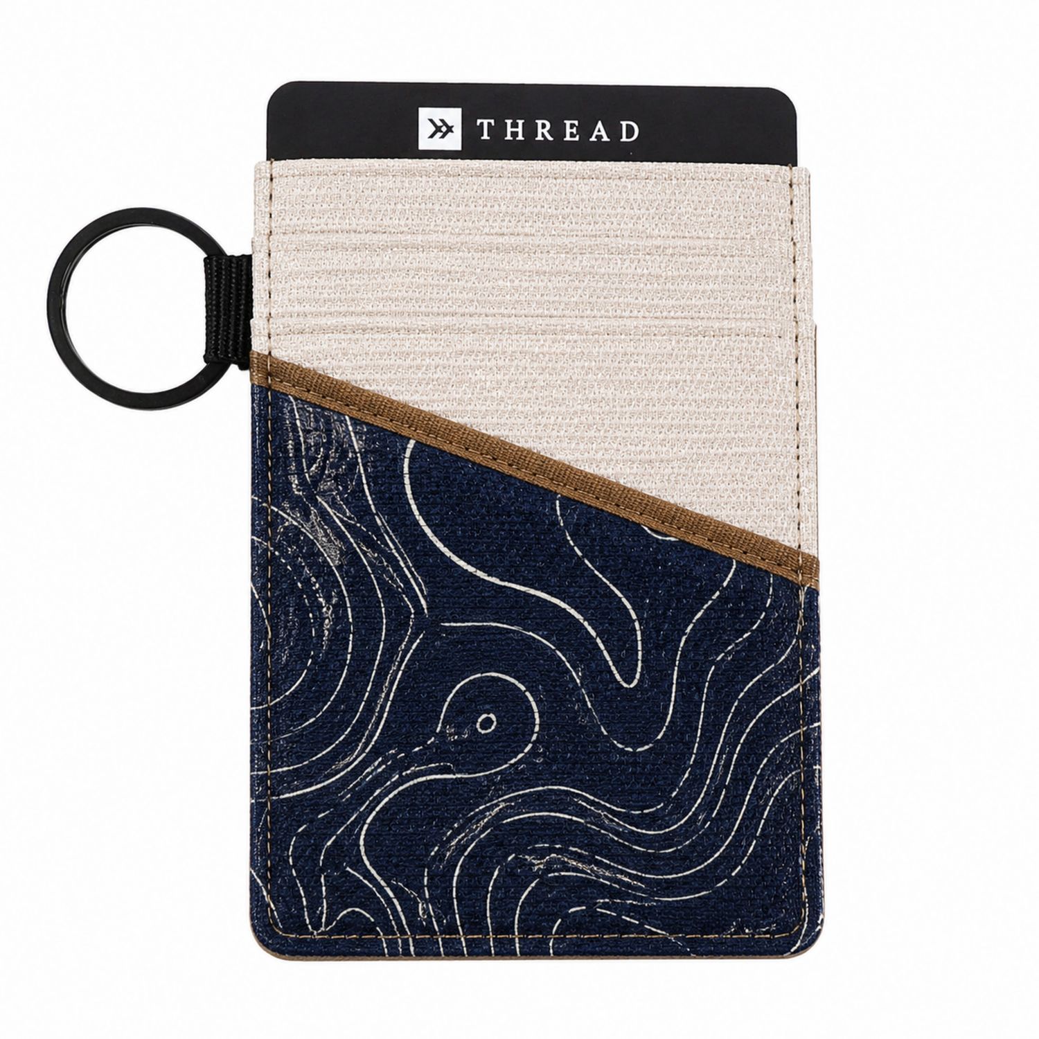 Portacarte con Anello Blu e Avorio per 6 Carte