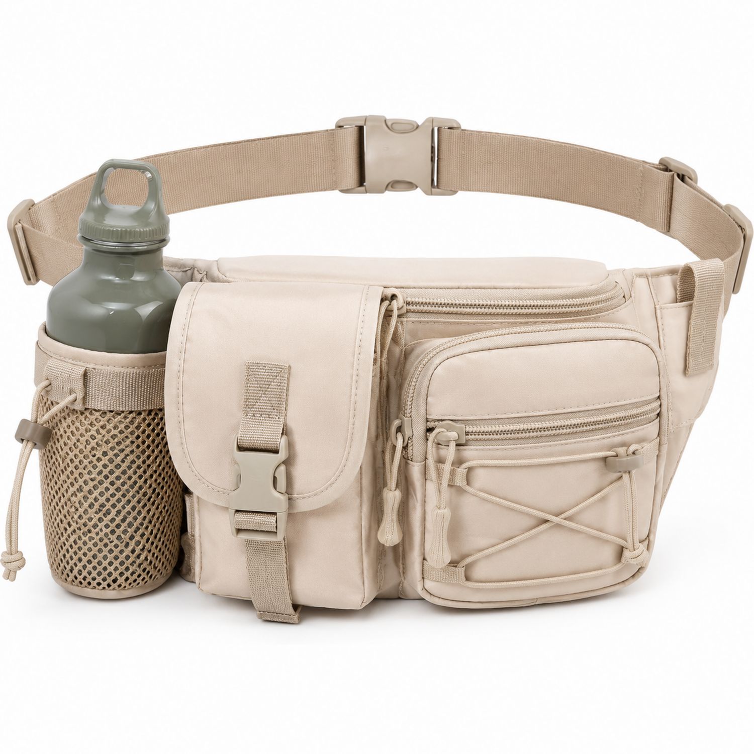 Marsupio sportivo beige con portaborraccia