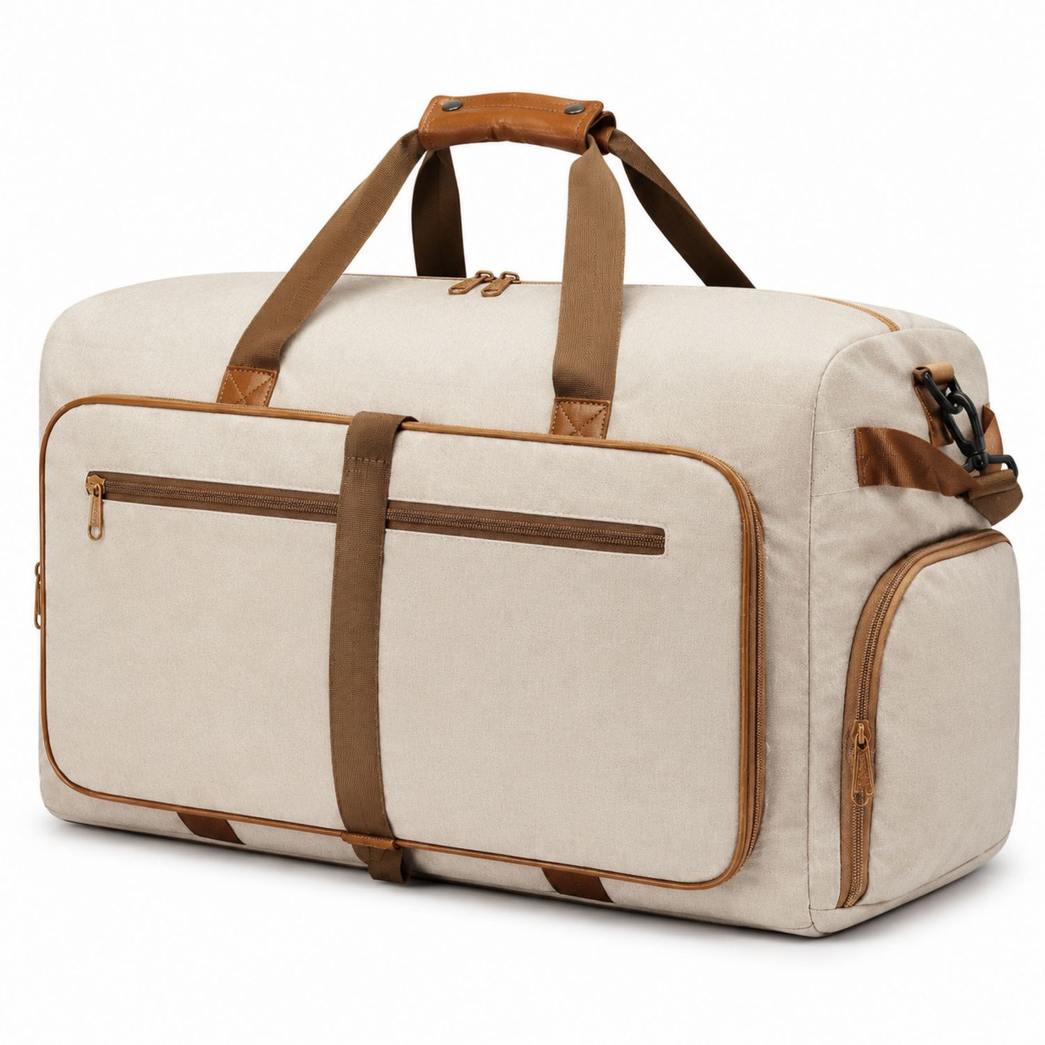 Borsa da Viaggio Beige con Tasche Esterne