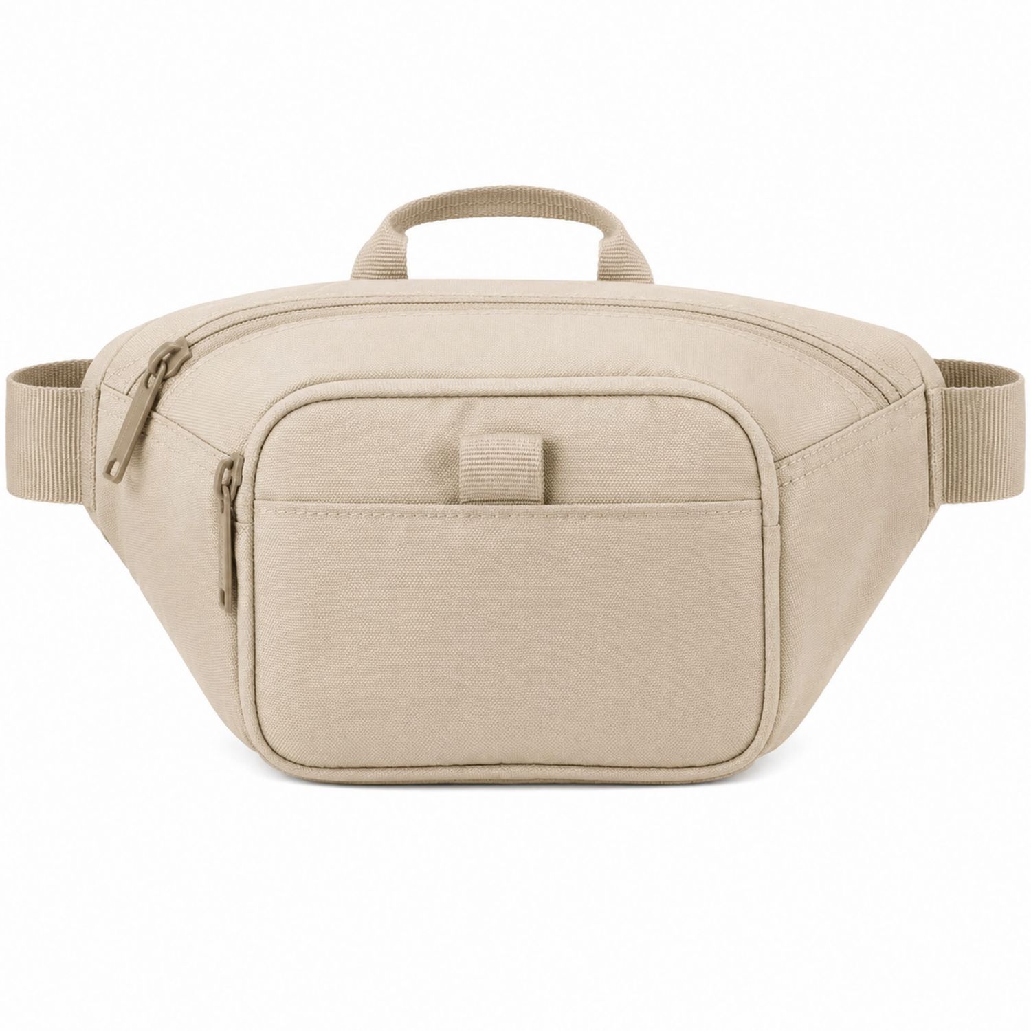 Marsupio beige con tasche multiple e chiusura a cerniera