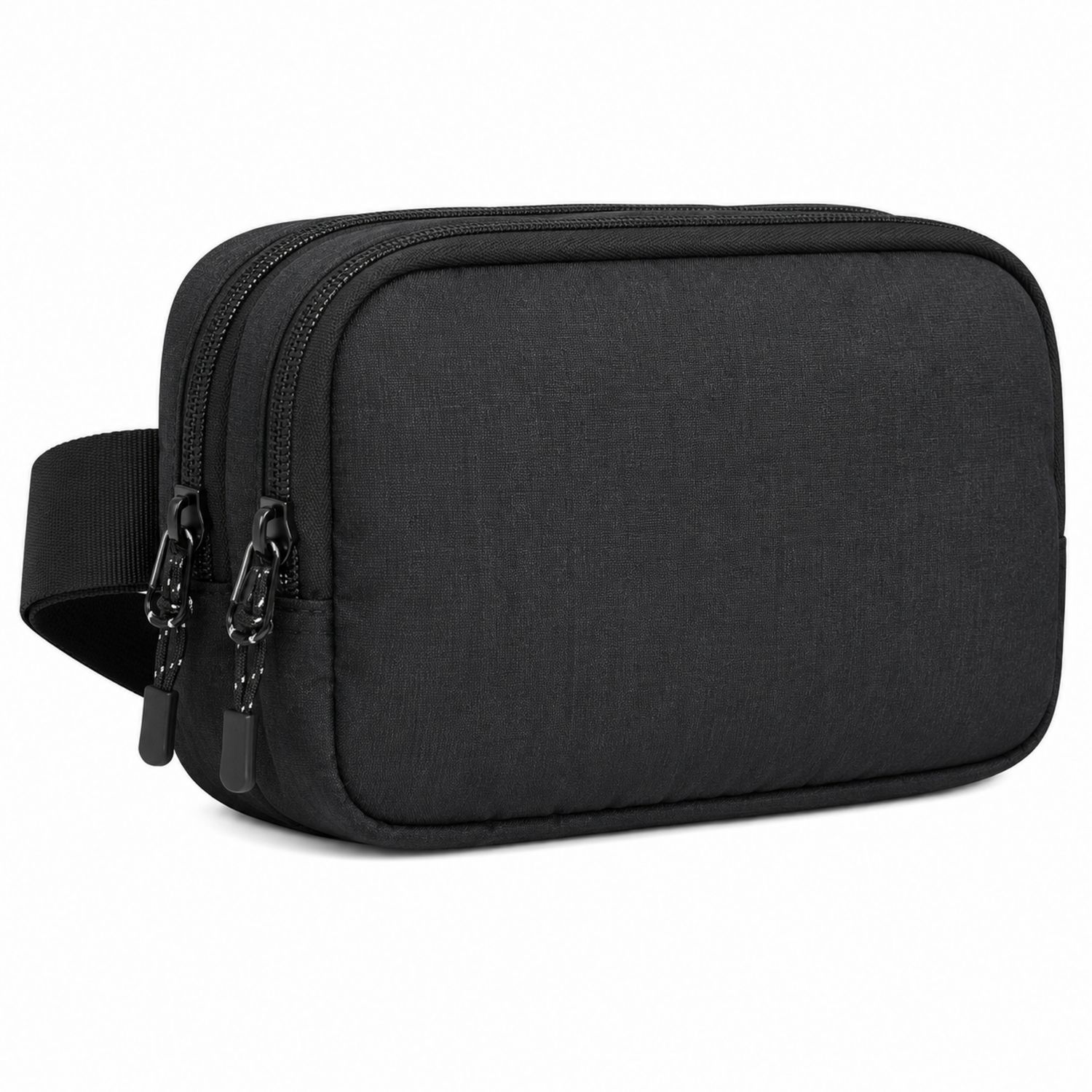 Borsa a Tracolla Unisex con Doppia Cerniera Nera
