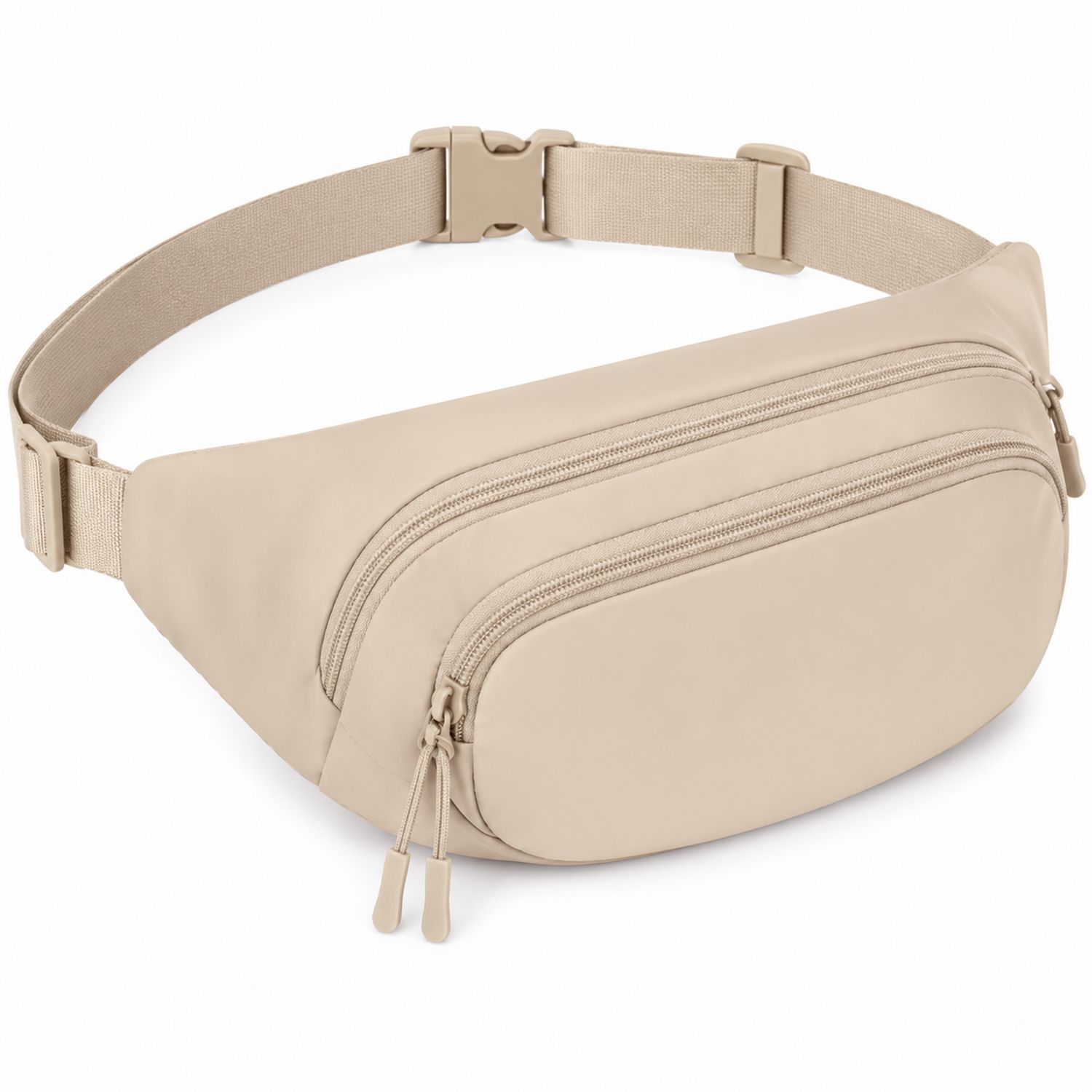 Marsupio Beige con Doppi Scomparti e Cerniera