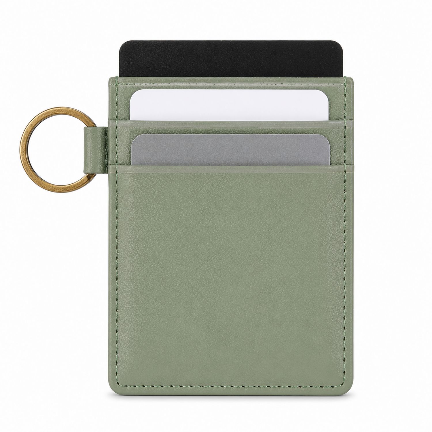 Portacarte Verde con Anello Portachiavi