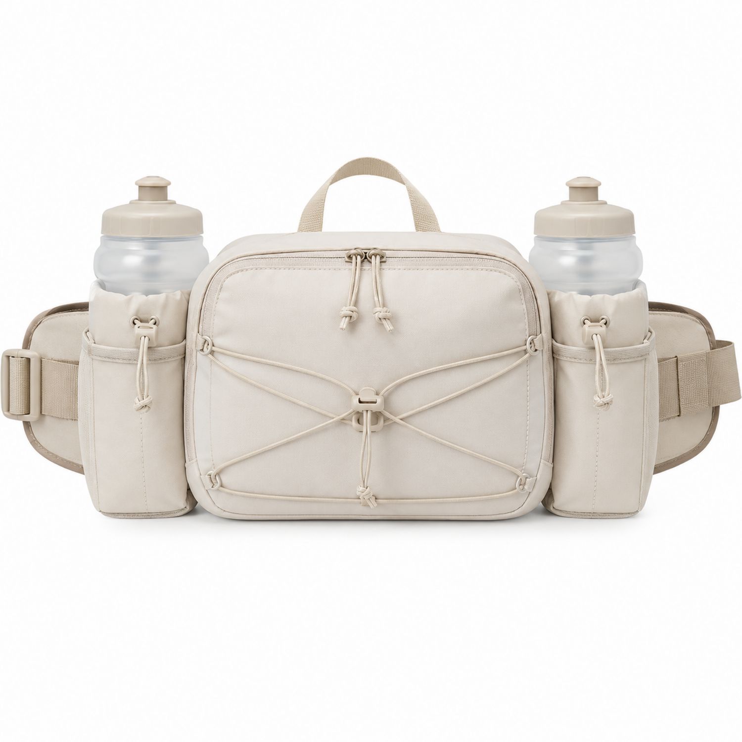 Marsupio Beige con Porta Borraccia per Attività Outdoor