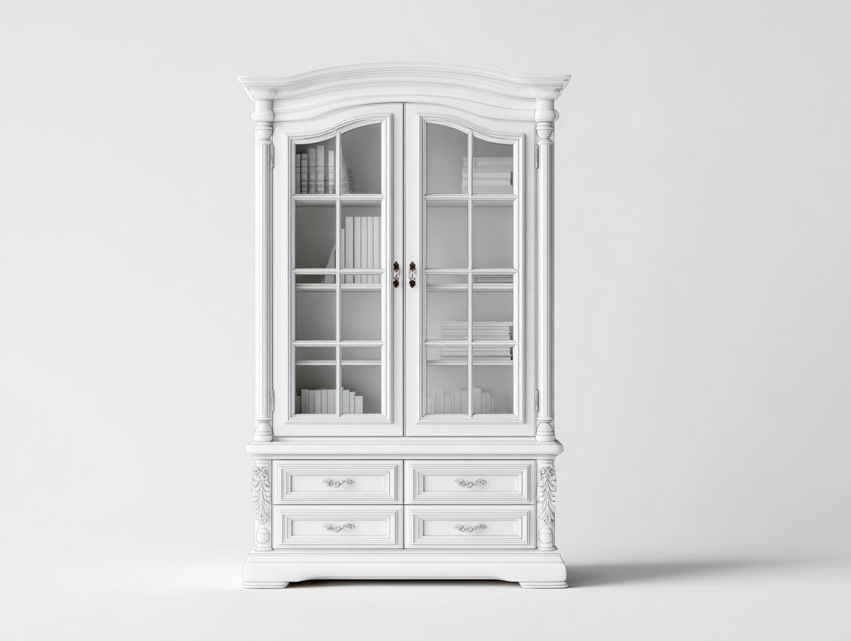 Estanterías de madera y vidrio 118x42x220 cm - blanco - diseño clásico-Gacoriainterior