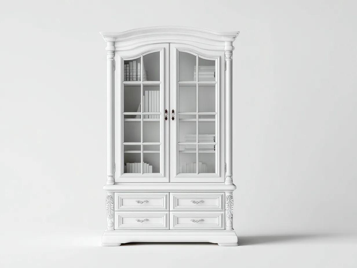 Estanterías de madera y vidrio 118x42x220 cm - blanco - diseño clásico-Gacoriainterior