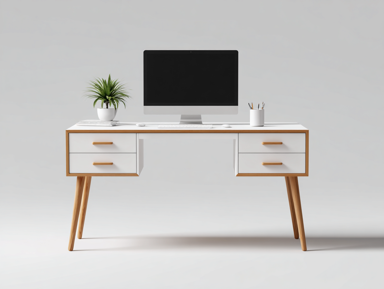 Mesas de oficina de madera 160x60x76 cm - blanco-natural - diseño escandinavo-Gacoriainterior