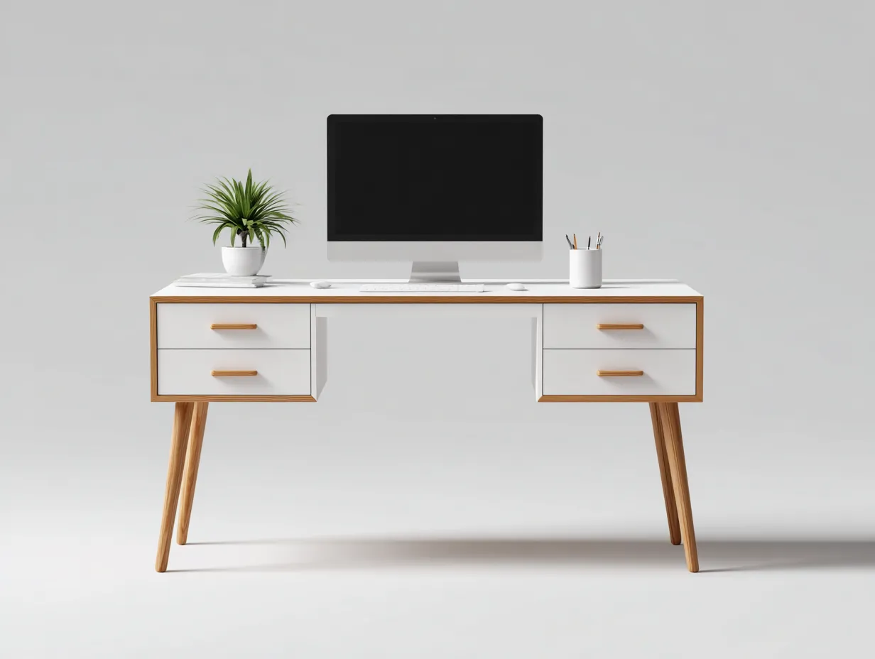 Mesas de oficina de madera 160x60x76 cm - blanco-natural - diseño escandinavo-Gacoriainterior