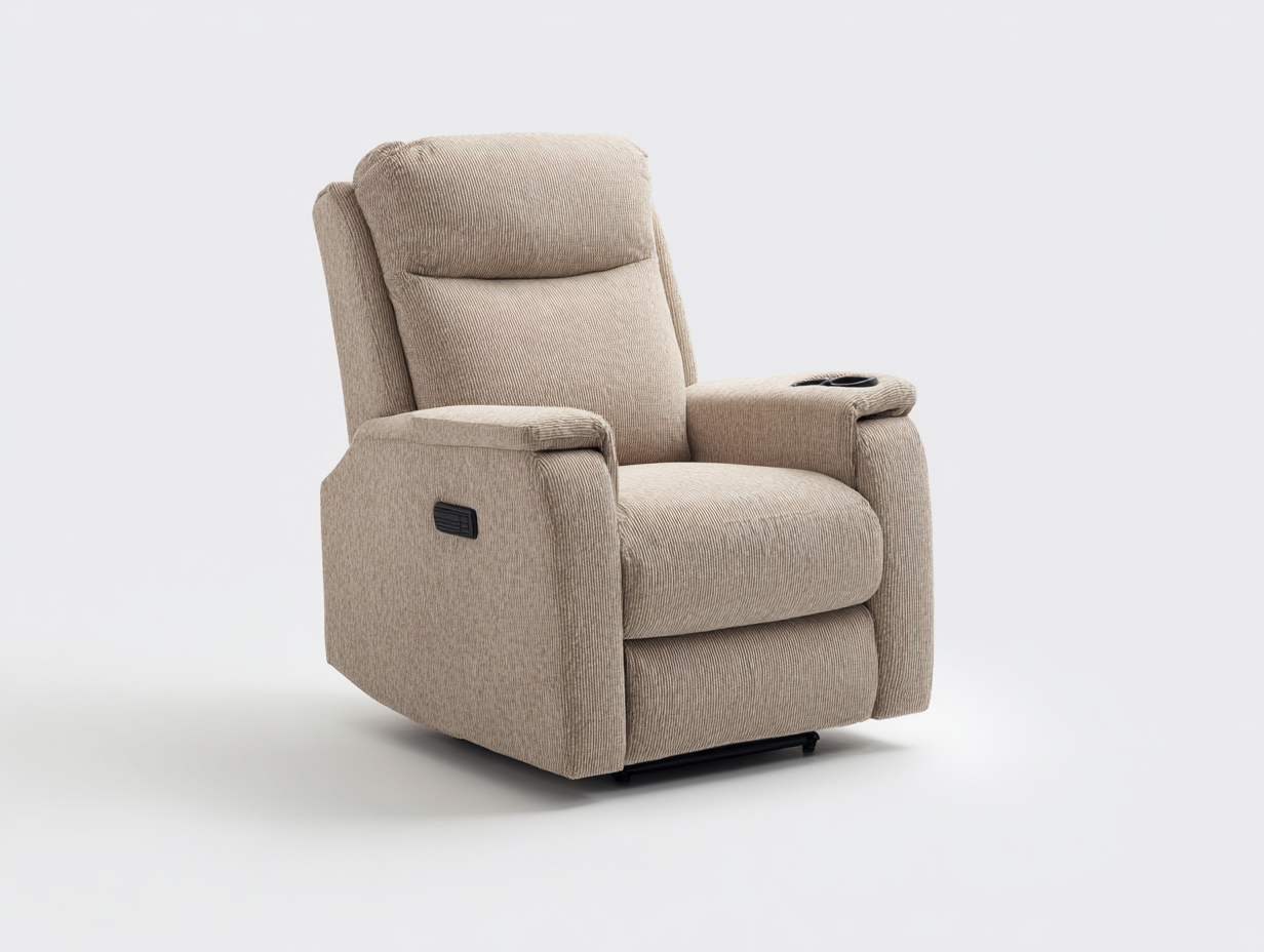 Sofá reclinable tapizado 92x95x104 cm - beige - asiento acolchado y diseño moderno-Gacoriainterior