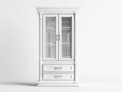 Estanterías de madera y vidrio 90x40x210 cm - blanco - 2 puertas y 2 cajones - diseño clásico para salón y comedor-Gacoriainterior