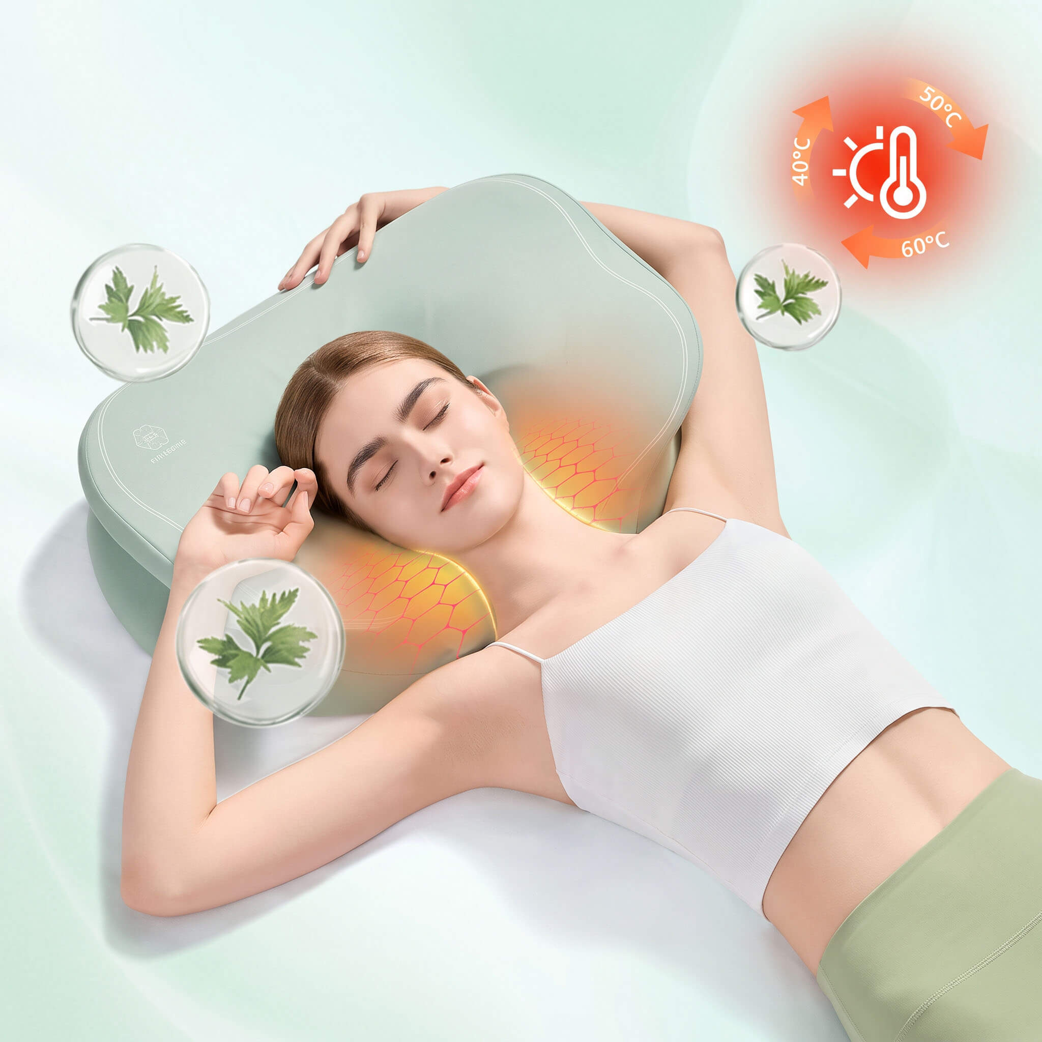 VALAER H02 Premium Ergonomic Cervical Pillow with Adjustable Height & Heat Therapy