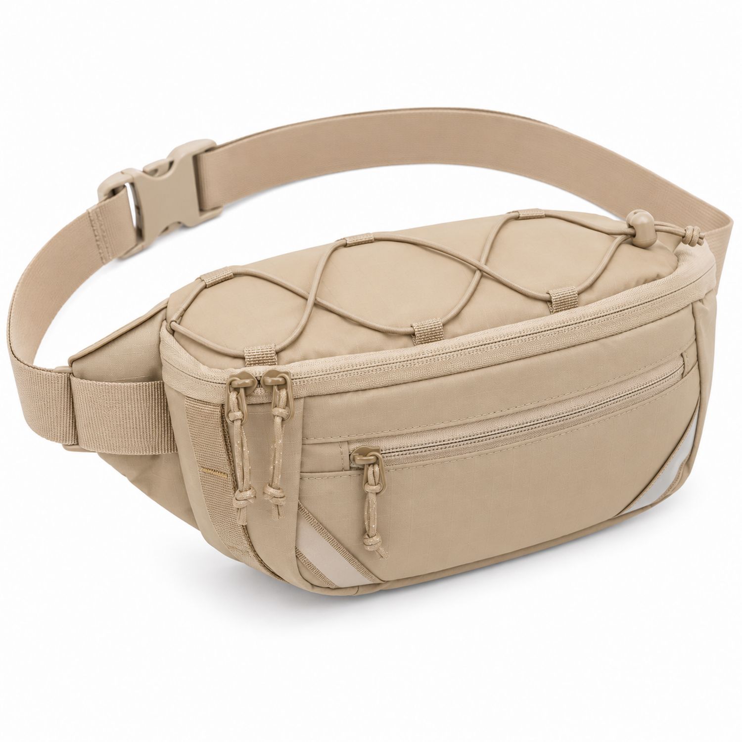 Verstellbare Gürteltasche mit Reißverschluss Beige 30x10x15cm-Arvorik