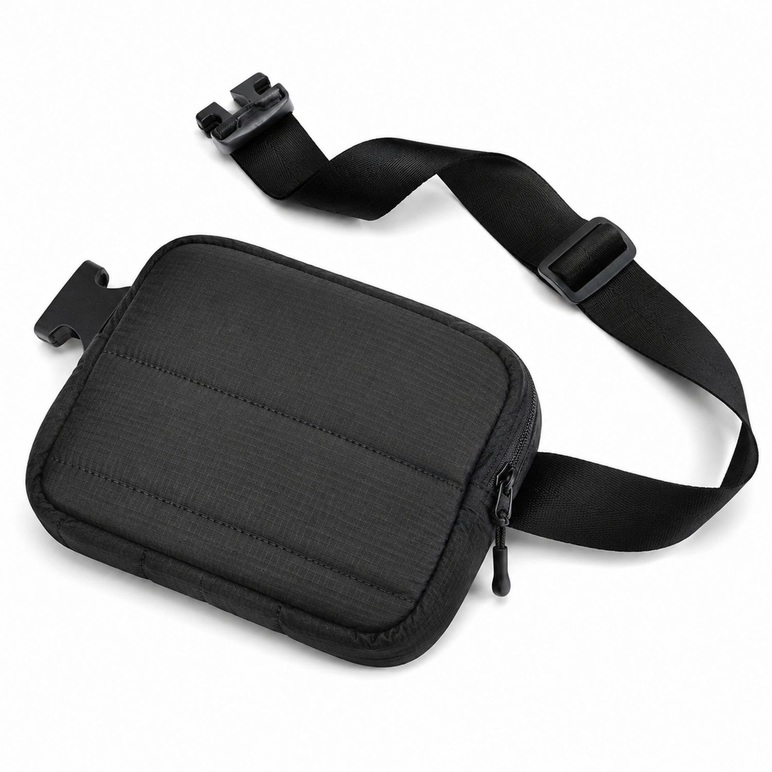 Schwarze Unisex-Gürteltasche mit verstellbarem Riemen und Reißverschluss-Arvorik
