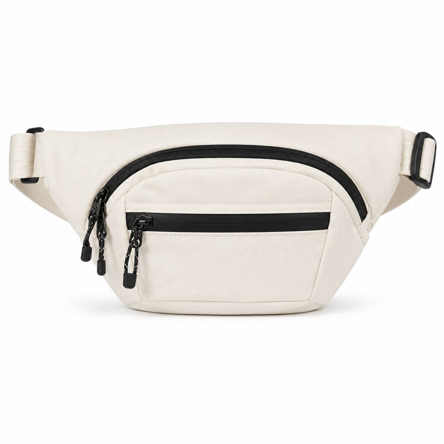 Beige Gürteltasche mit Mehreren Reißverschlusstaschen und Verstellbarem Gurt-Arvorik