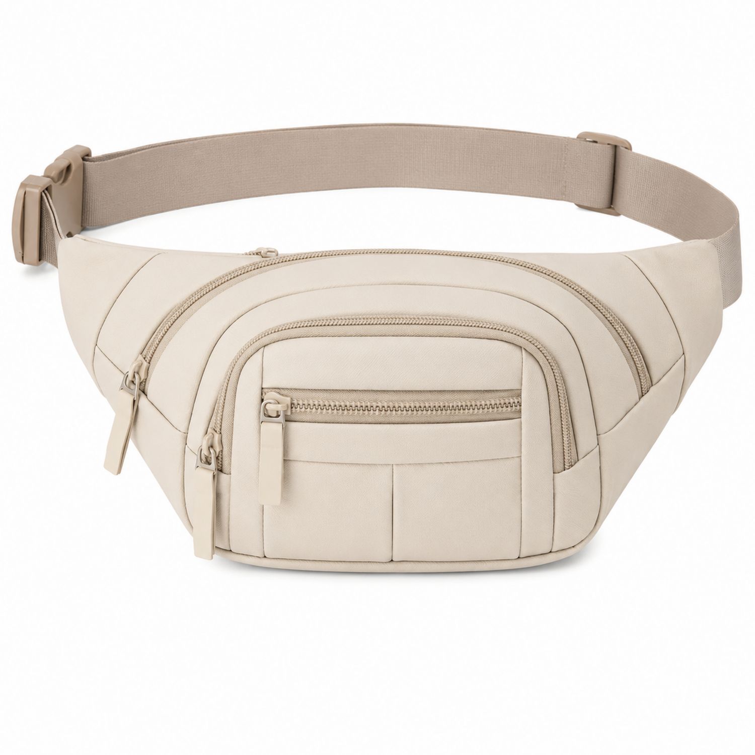 Beige Gürteltasche mit Reißverschluss und verstellbarem Gurt-Arvorik
