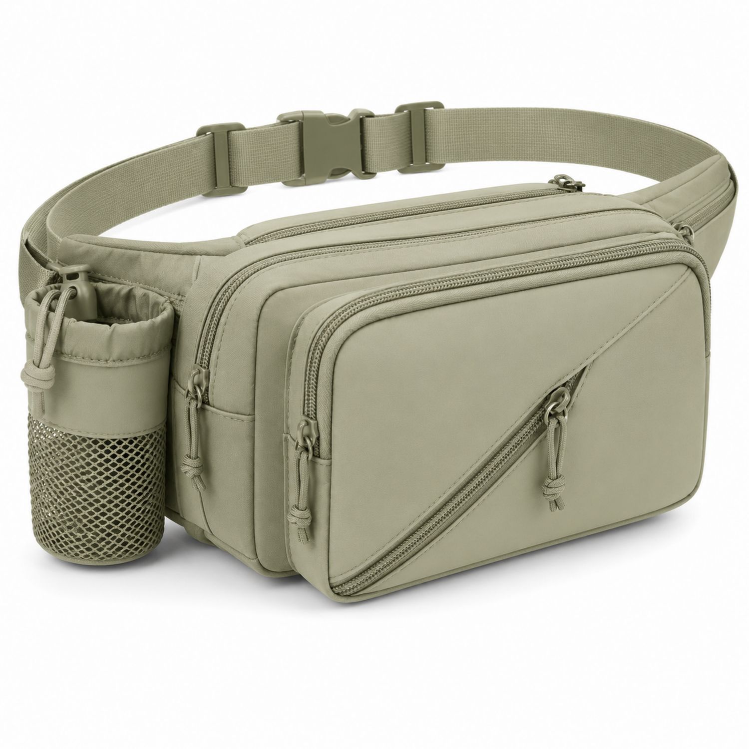 Hüfttasche Khaki mit Reißverschluss und Flaschenhalter-Arvorik