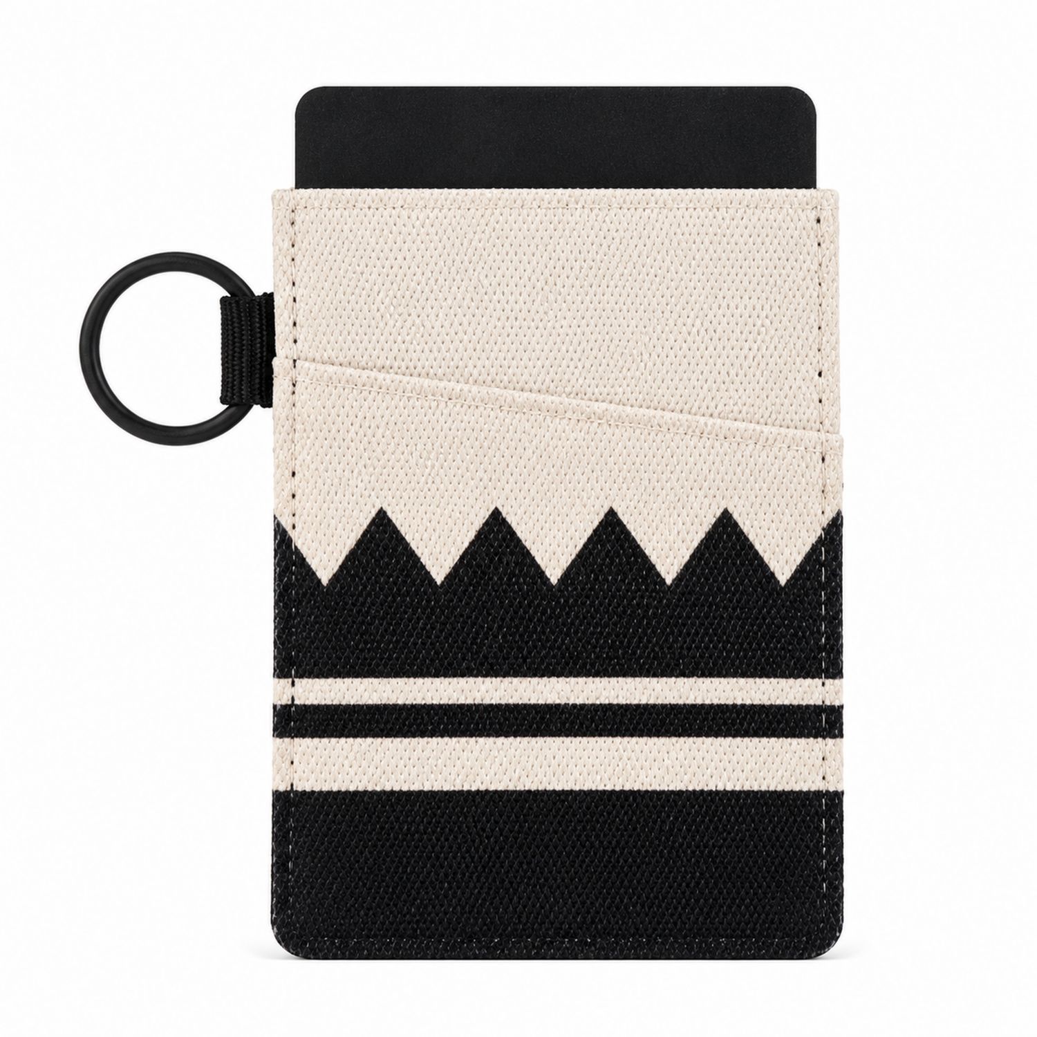 Kartenetui mit Geometrischem Muster Beige-Schwarz-Arvorik