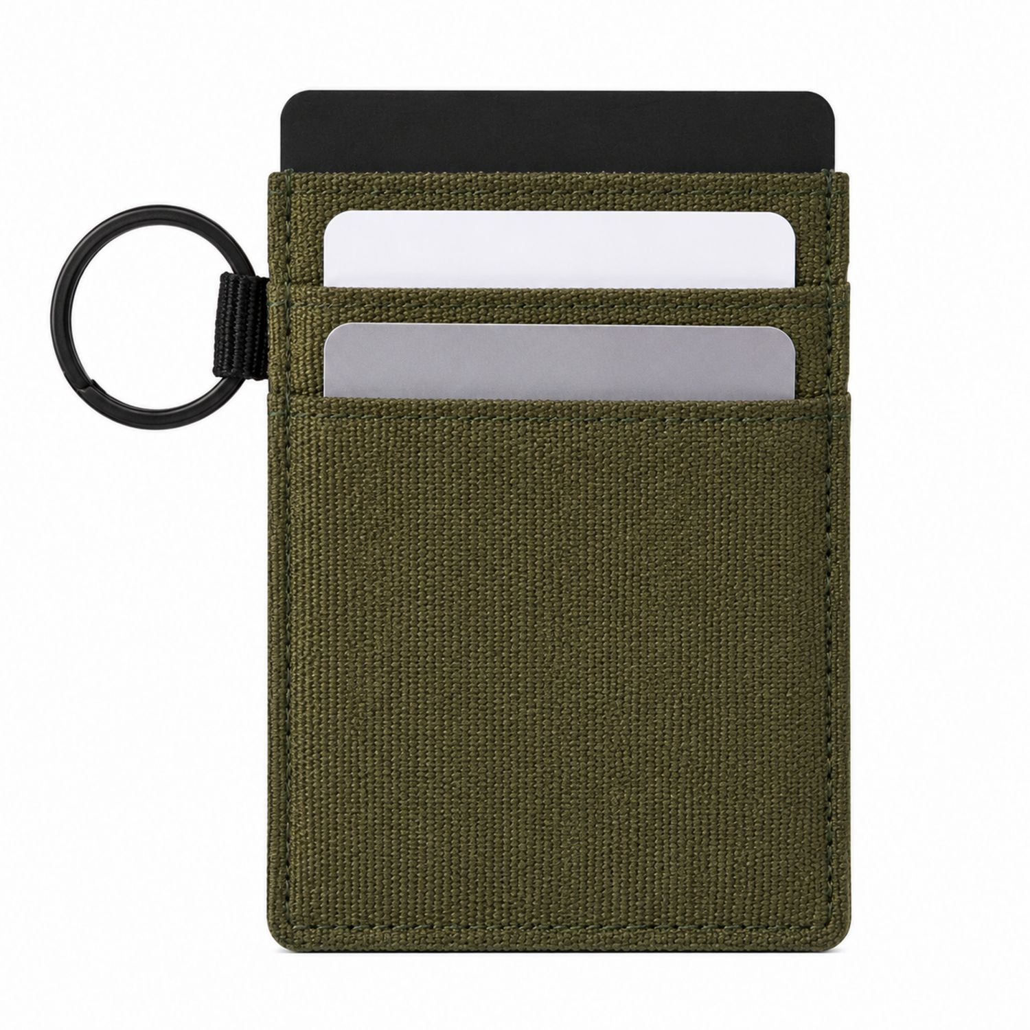 Minimalistischer Kartenhalter Olivgrün mit Schlüsselanhänger-Arvorik