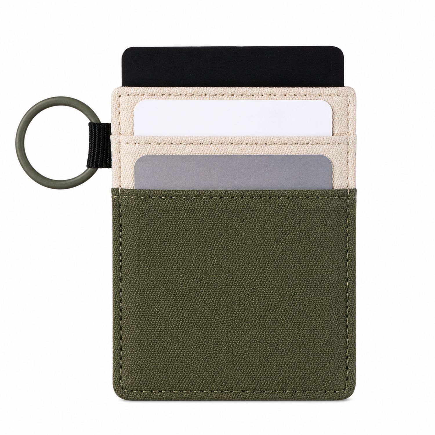 Oliv Beige Kartenetui mit Schlüsselring, 10cm x 8cm-Arvorik