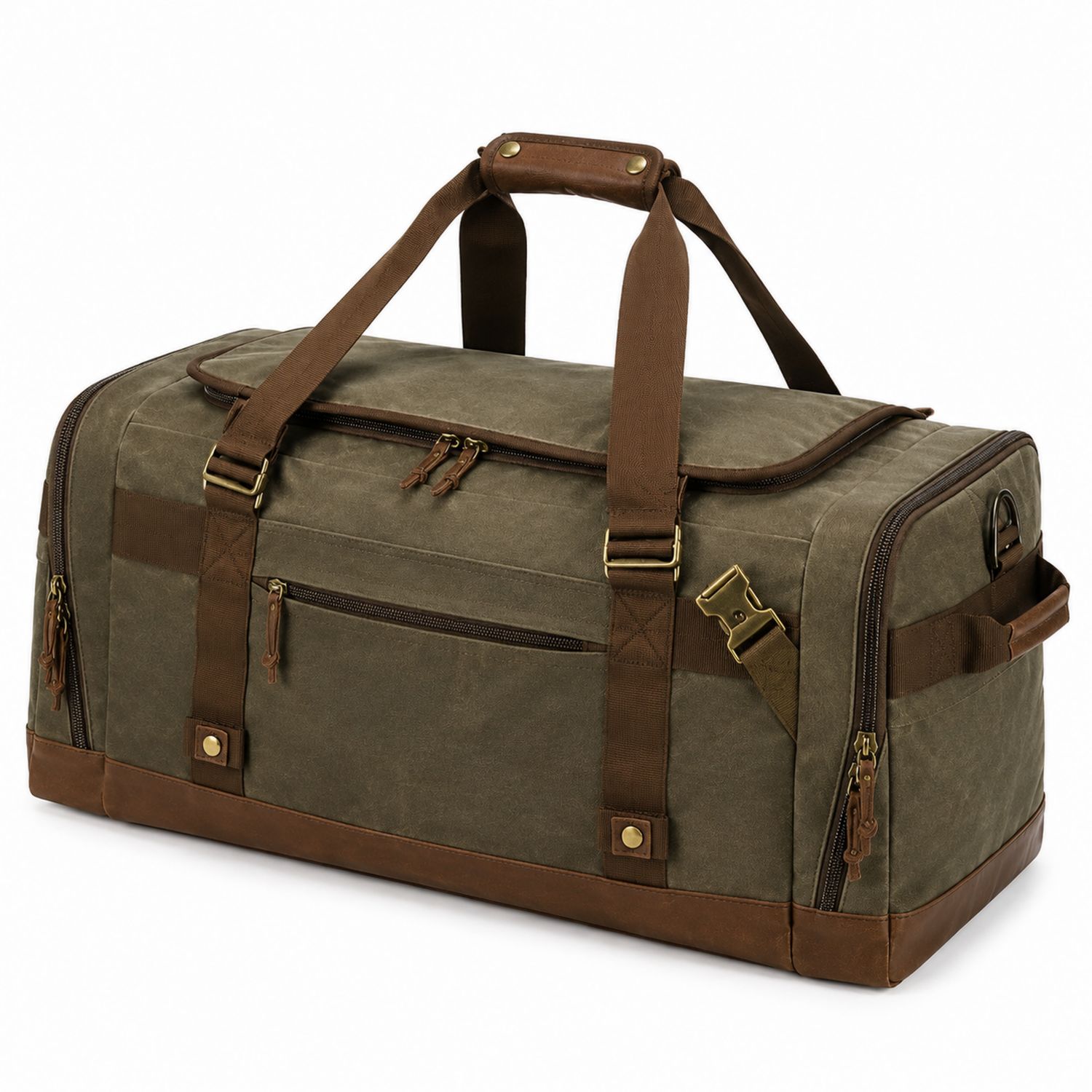 Reisetasche Groß Segeltuch Braun/Khaki-Arvorik