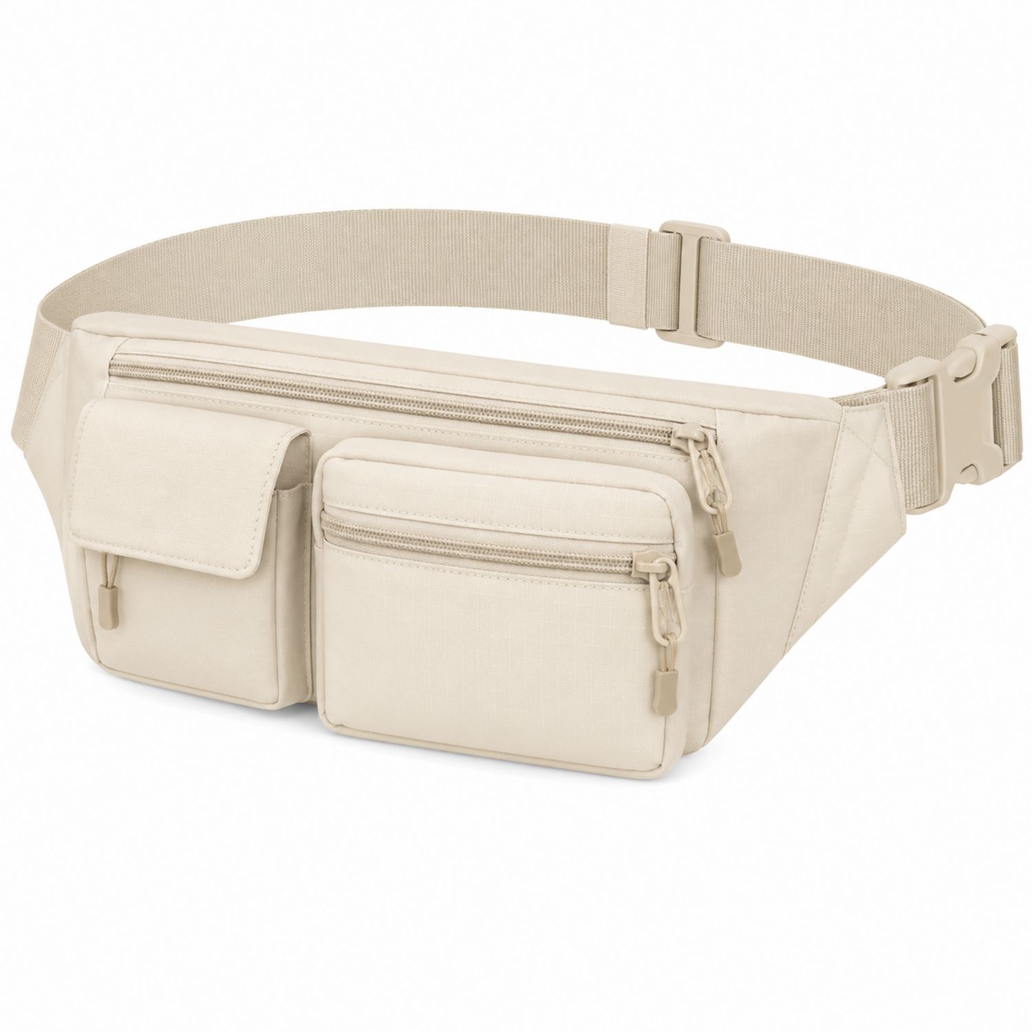 Beige Gürteltasche mit mehreren Fächern und verstellbarem Gurt-Arvorik