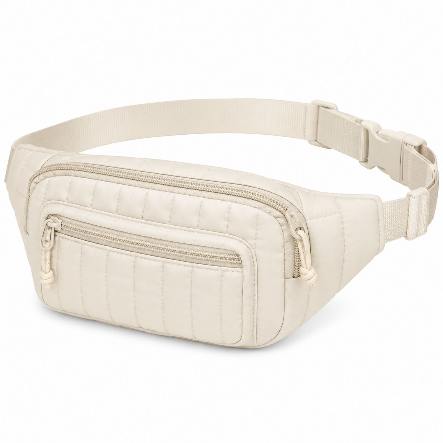Beige Gürteltasche Wasserabweisend Verstellbar mit Gestepptem Muster-Arvorik
