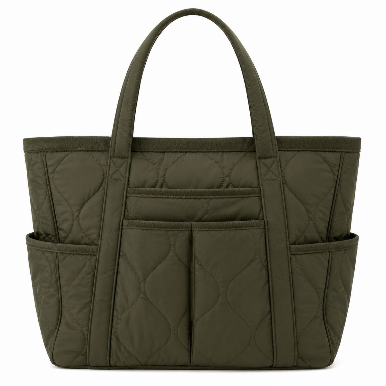 Damen Stepp-Tote Tasche Dunkelgrün-Arvorik