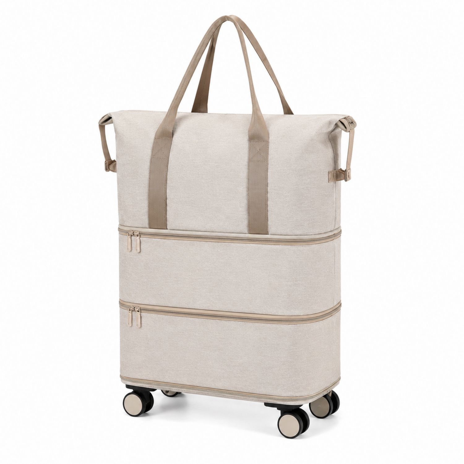 Vielseitige Reisetasche mit Rollen Beige 60L-Arvorik