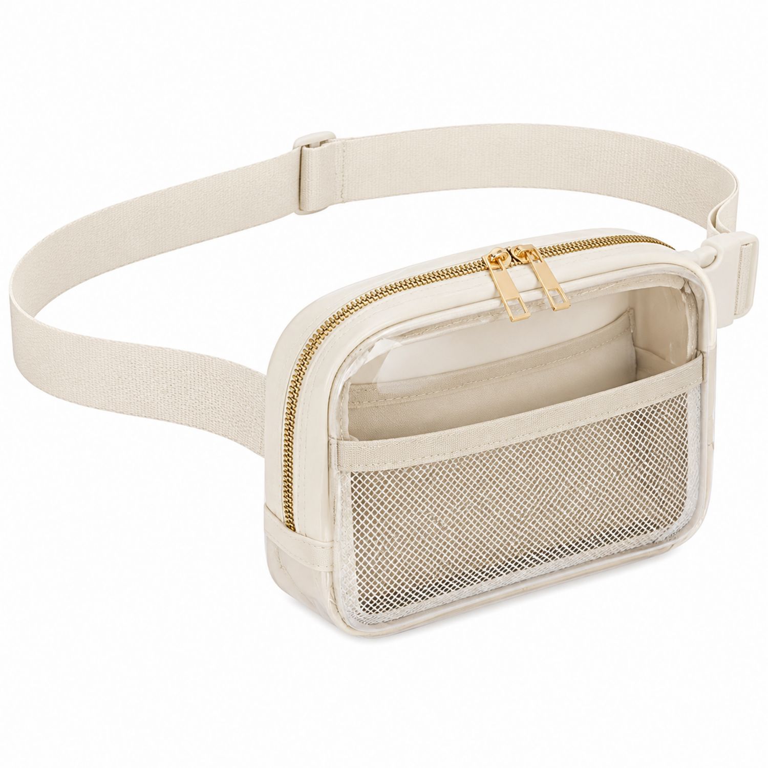 Transparente Gürteltasche Beige mit Netzfach-Arvorik