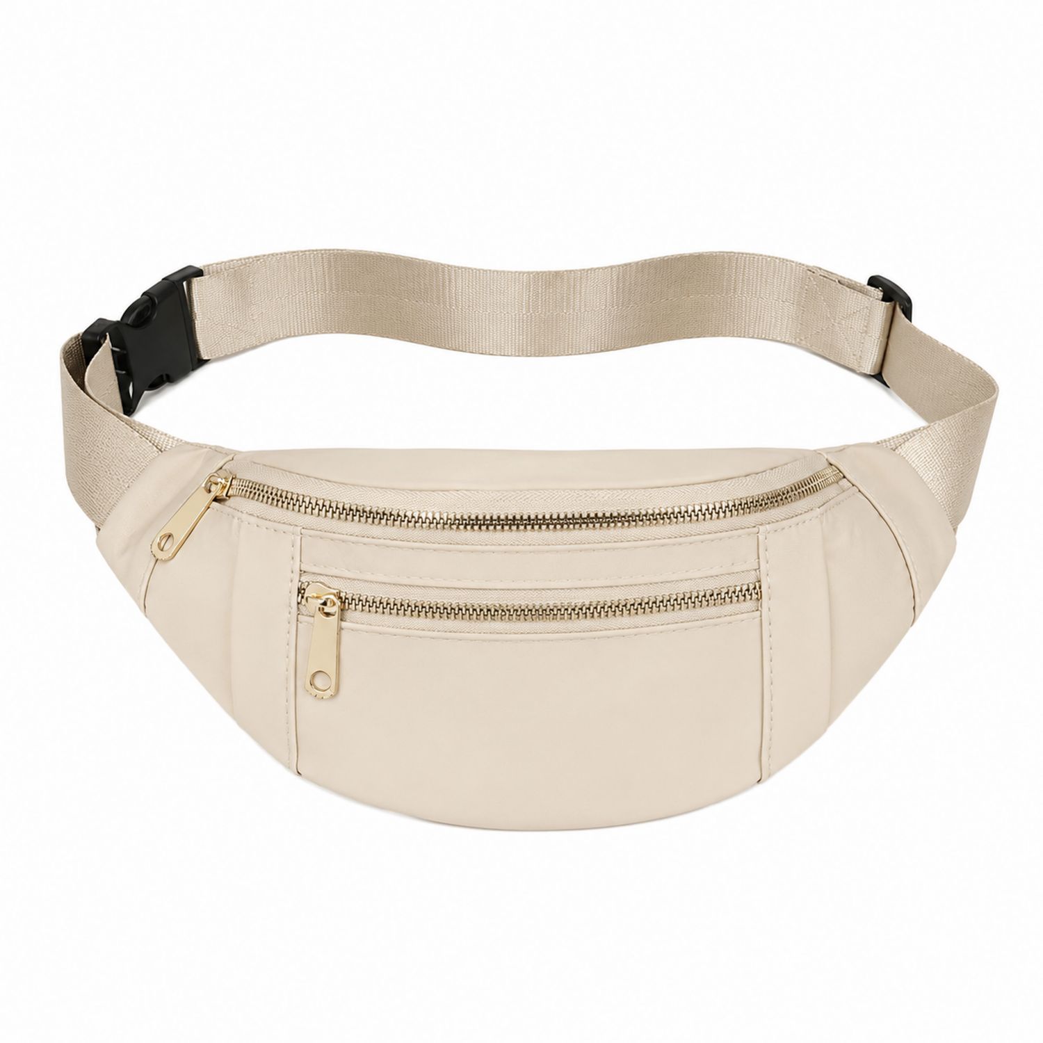 Beige Hüfttasche mit Reißverschluss und verstellbarem Gurt-Arvorik