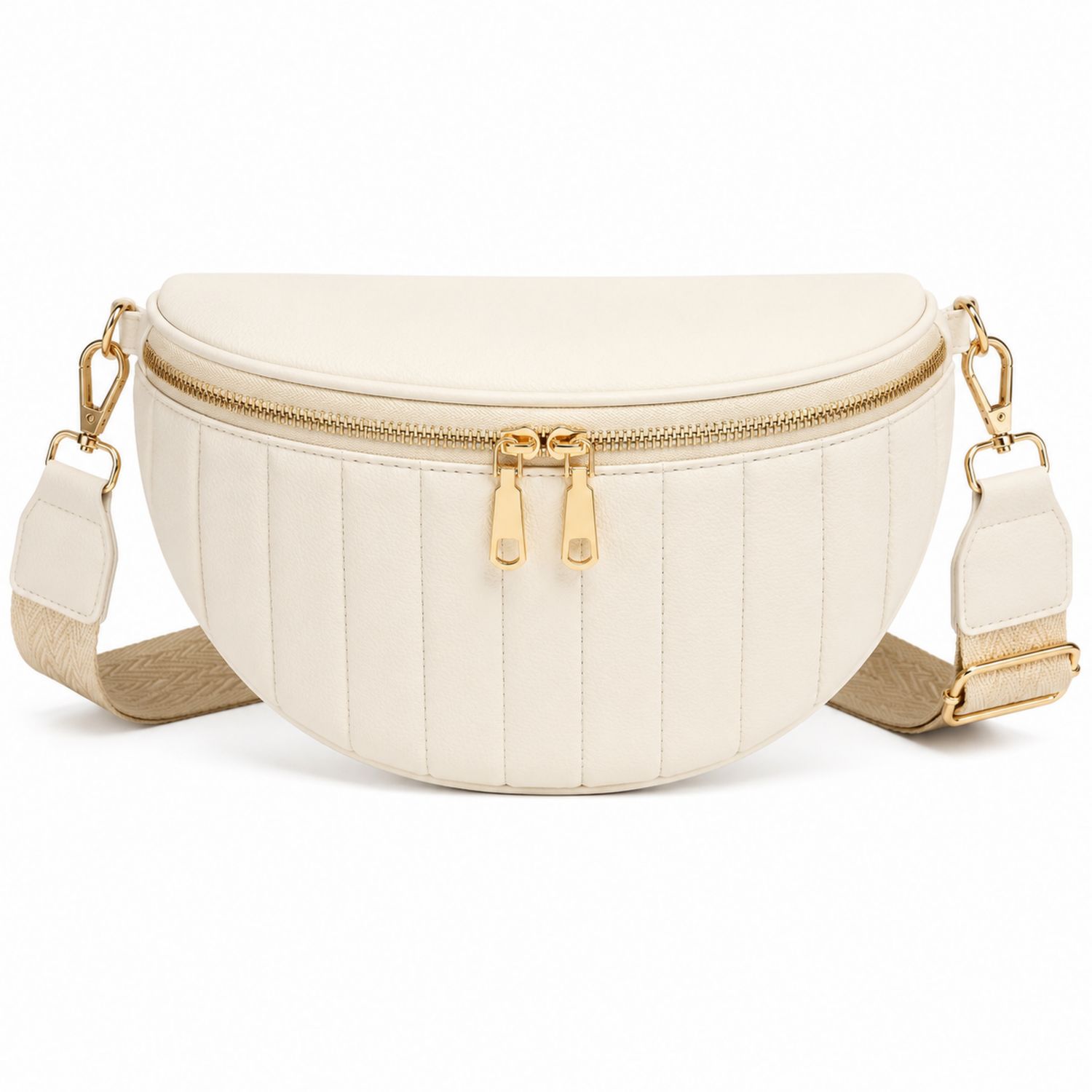 Elegante Bauchtasche Creme Damen mit Goldener Hardware-Arvorik