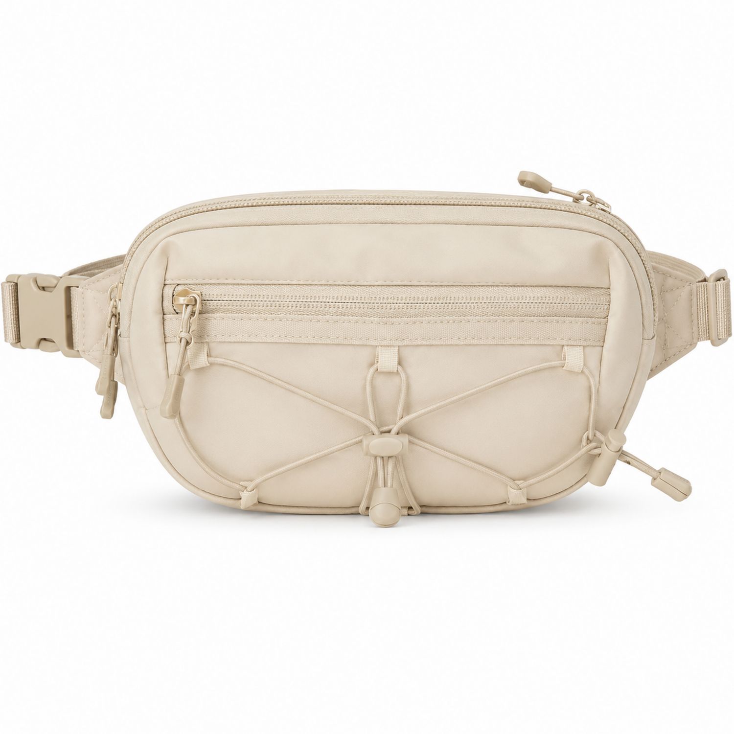 Beige Bauchtasche mit elastischer Kordel und verstellbarem Gurt-Arvorik