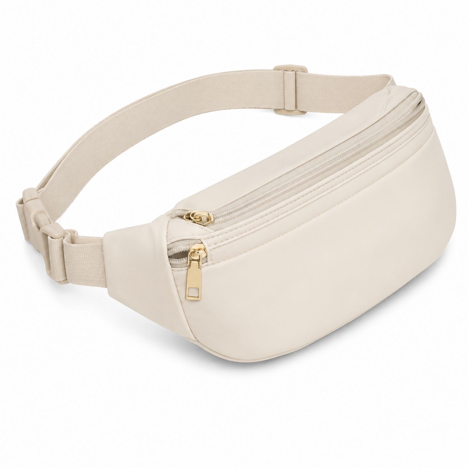 Beige Bauchtasche mit Verstellbarem Gurt und Goldenen Details-Arvorik