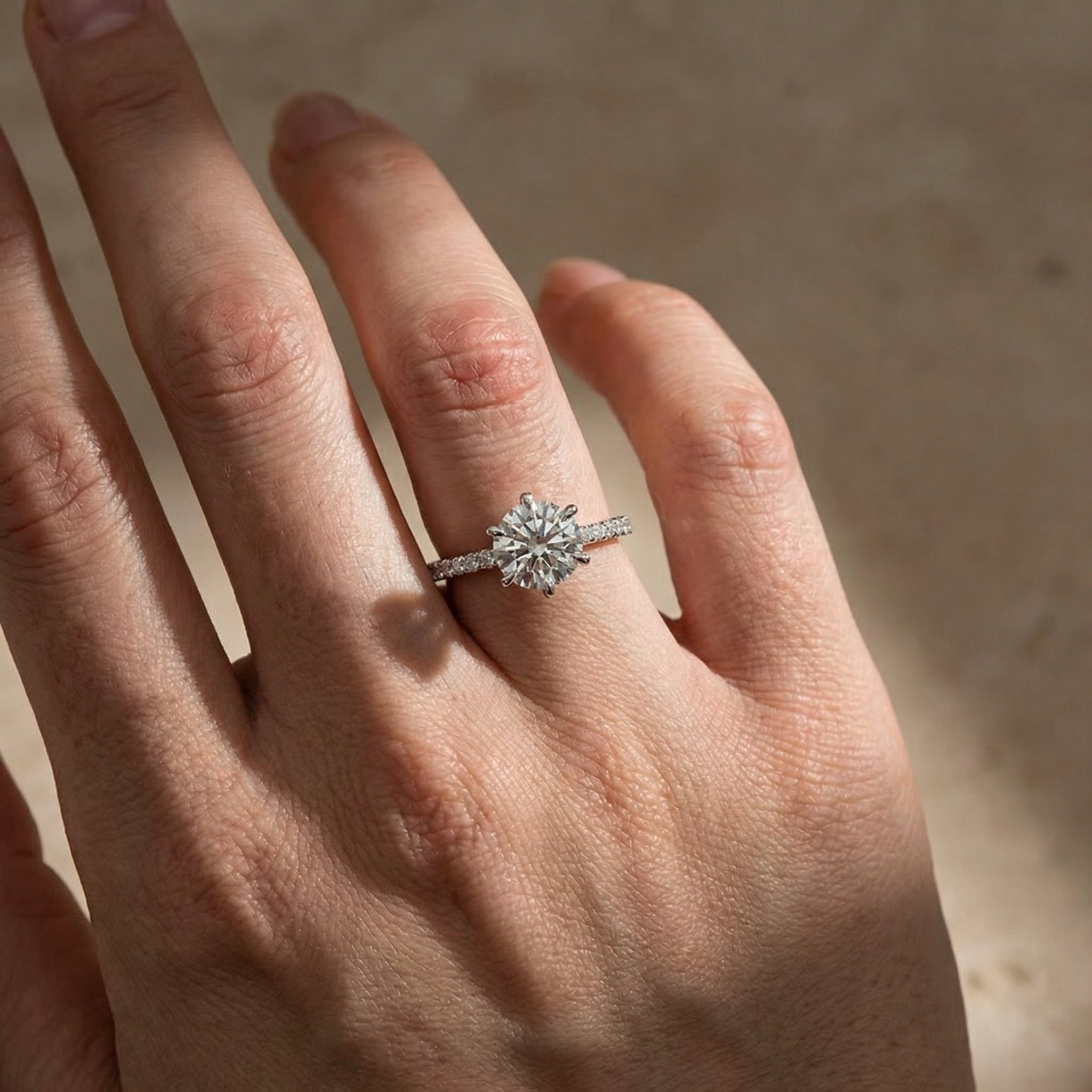 Moissanite 2.0Ct Round Cut 6 Prong Promise Rings For Women - Velirellajewelry
