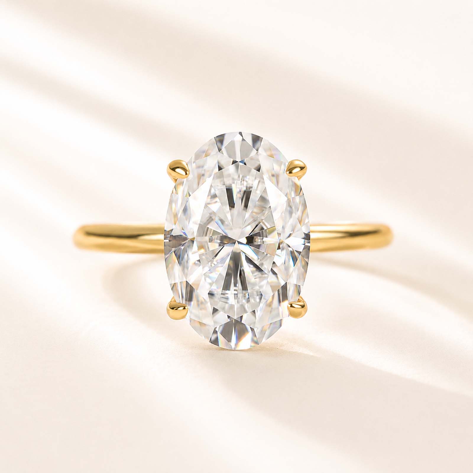  Moissanite 2.0~5.5 Carat Oval Cut Hidden Halo Engagement Ring For Everyday Wear
