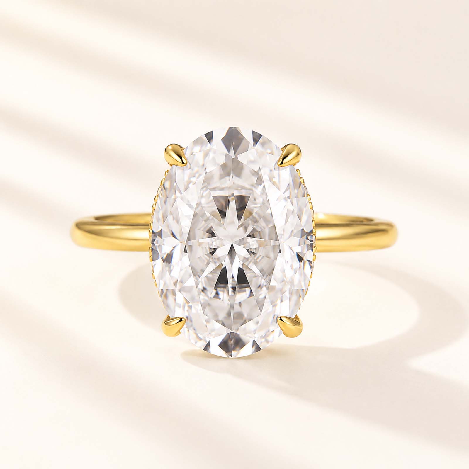  Moissanite 2.0~5.5 Carat Oval Cut Hidden Halo Engagement Ring For Everyday Wear