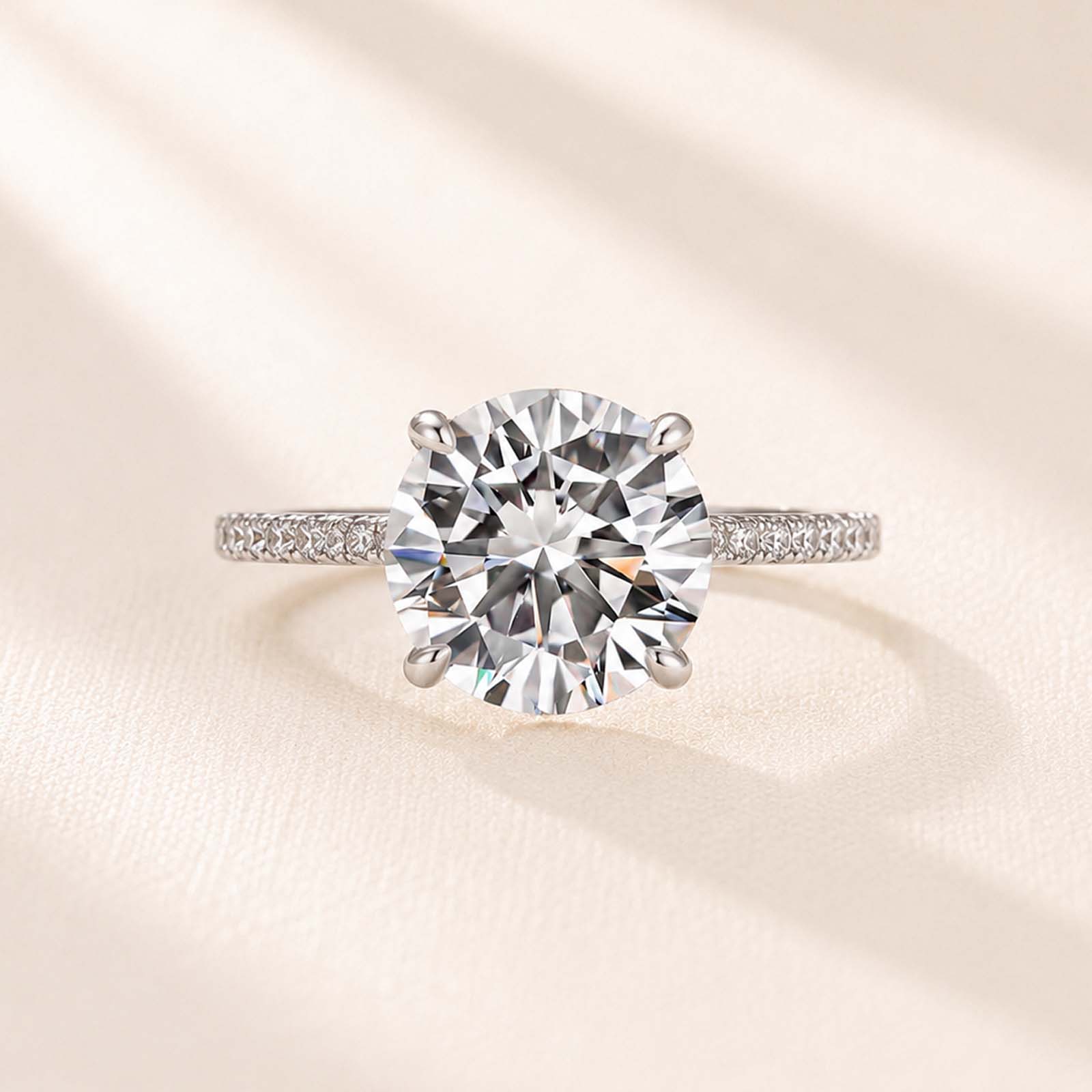 Classic Moissanite 4.0 Carat Round Cut Delicate Ring For Everyday Wear