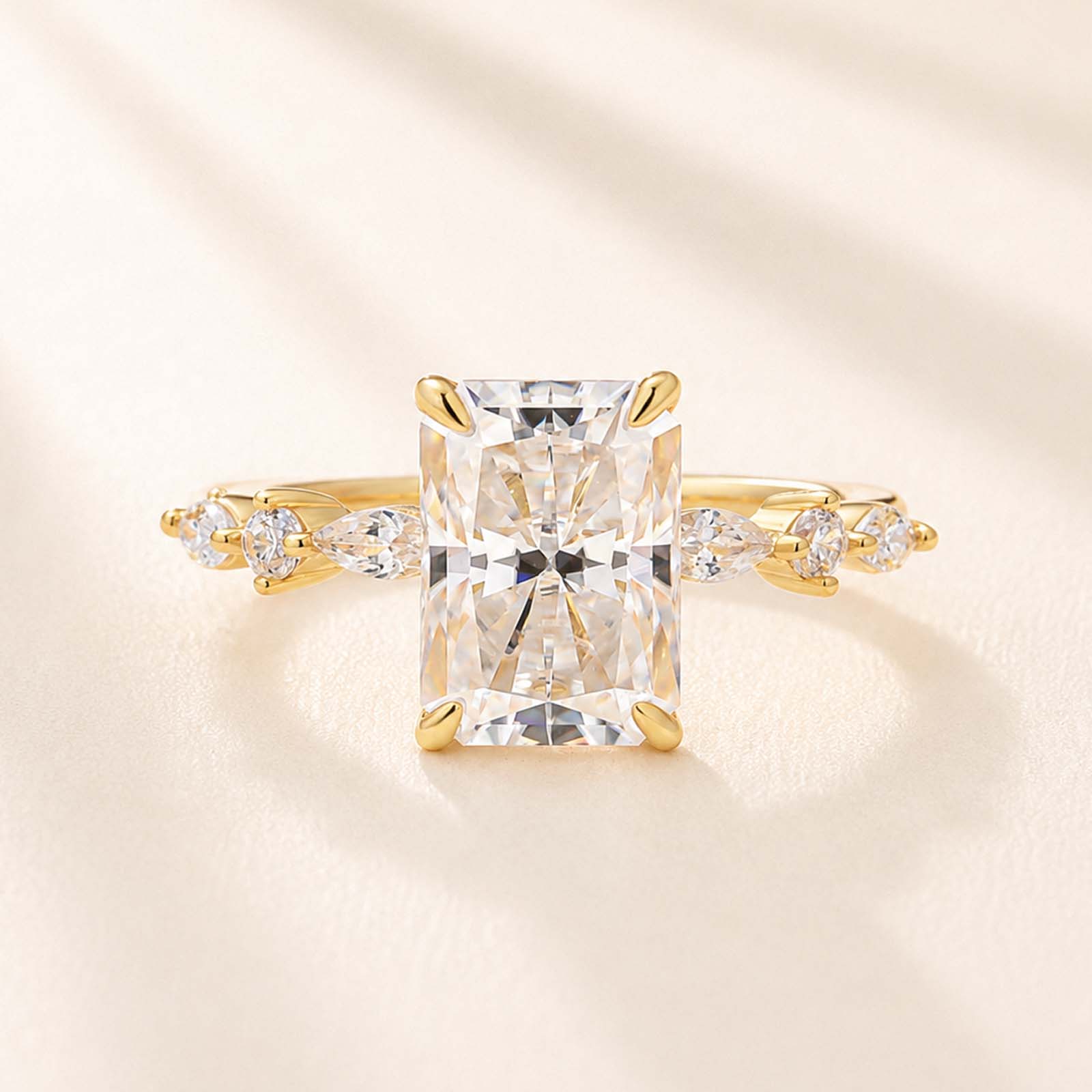  Moissanite 3.5 Carat Radiant Cut Engagement Ring In 