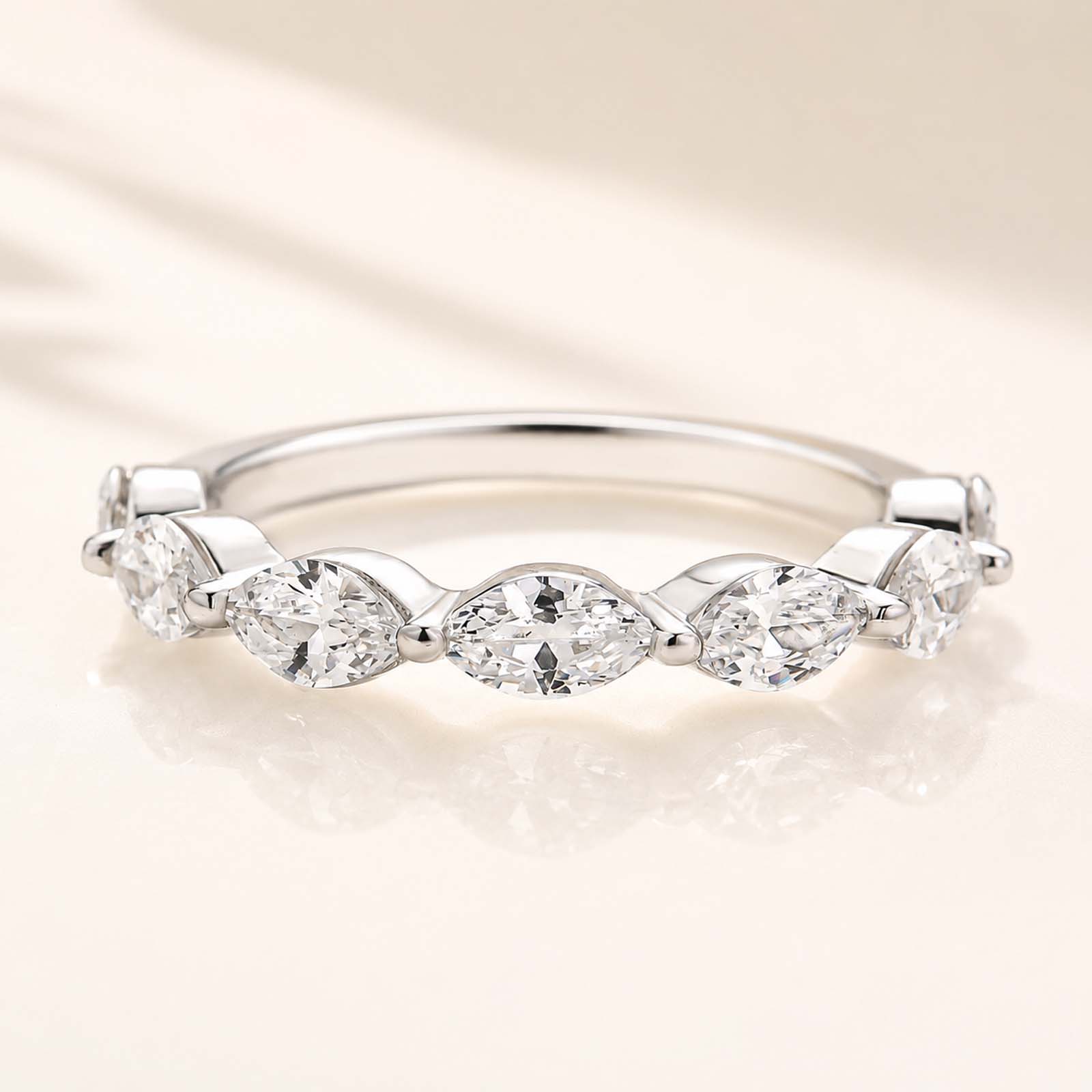Elegant 0.2Ct Marquise Cut Half Eternity Band