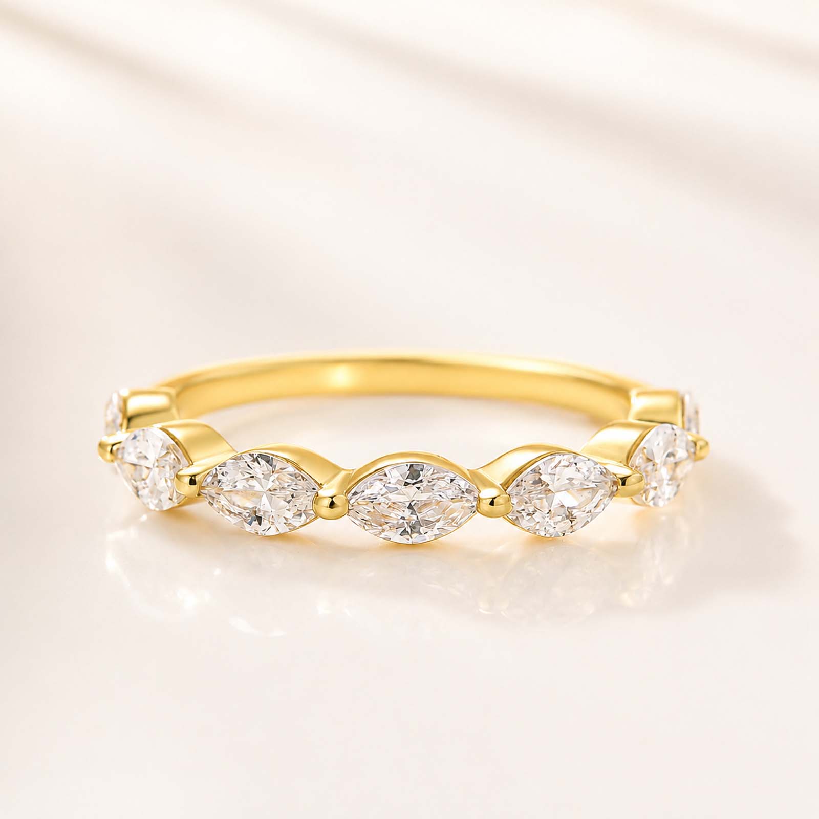 Elegant 0.2Ct Marquise Cut Half Eternity Band