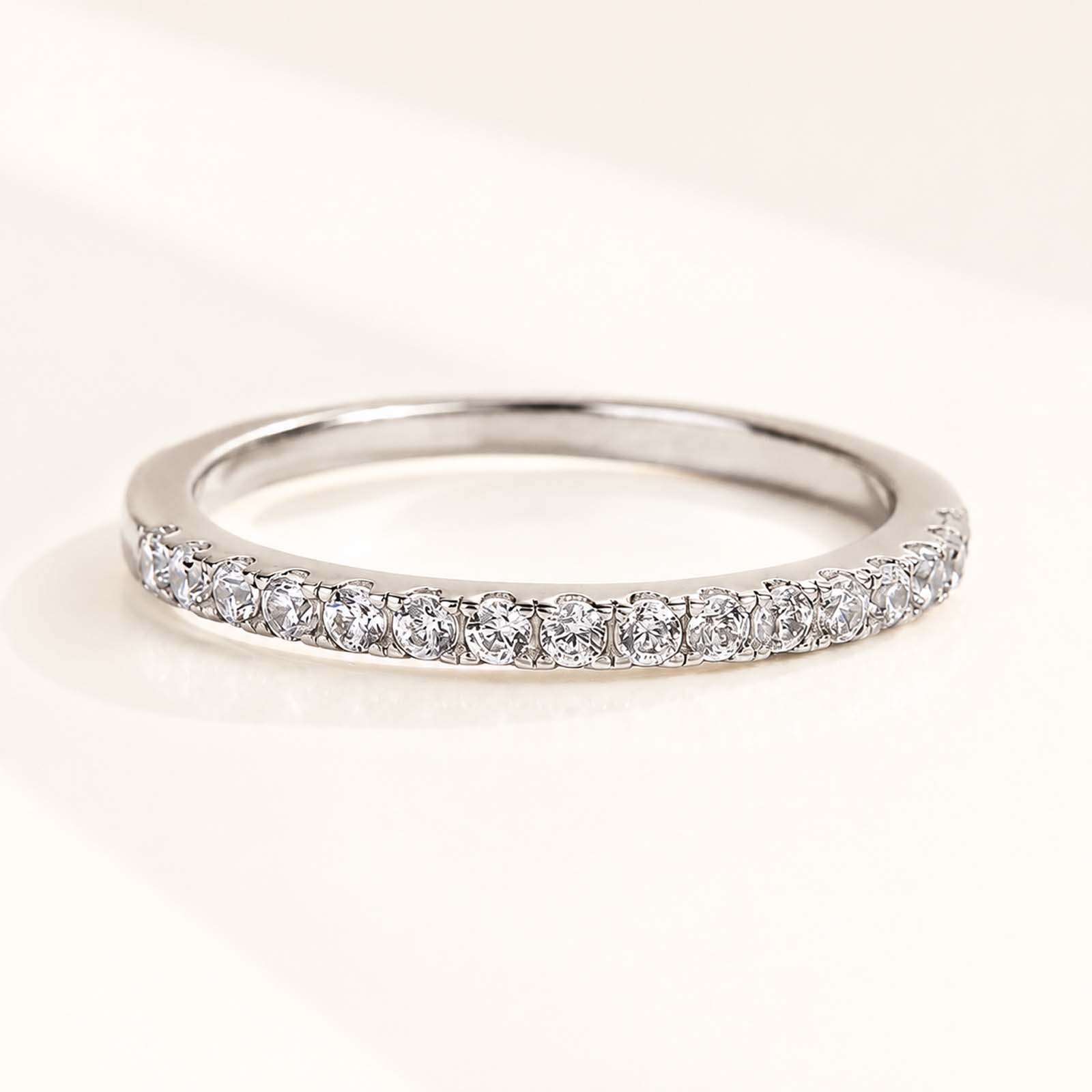 0.5 Ct Round Cut Simulated Diamond Half Eternity Thin Stackable Band for Women