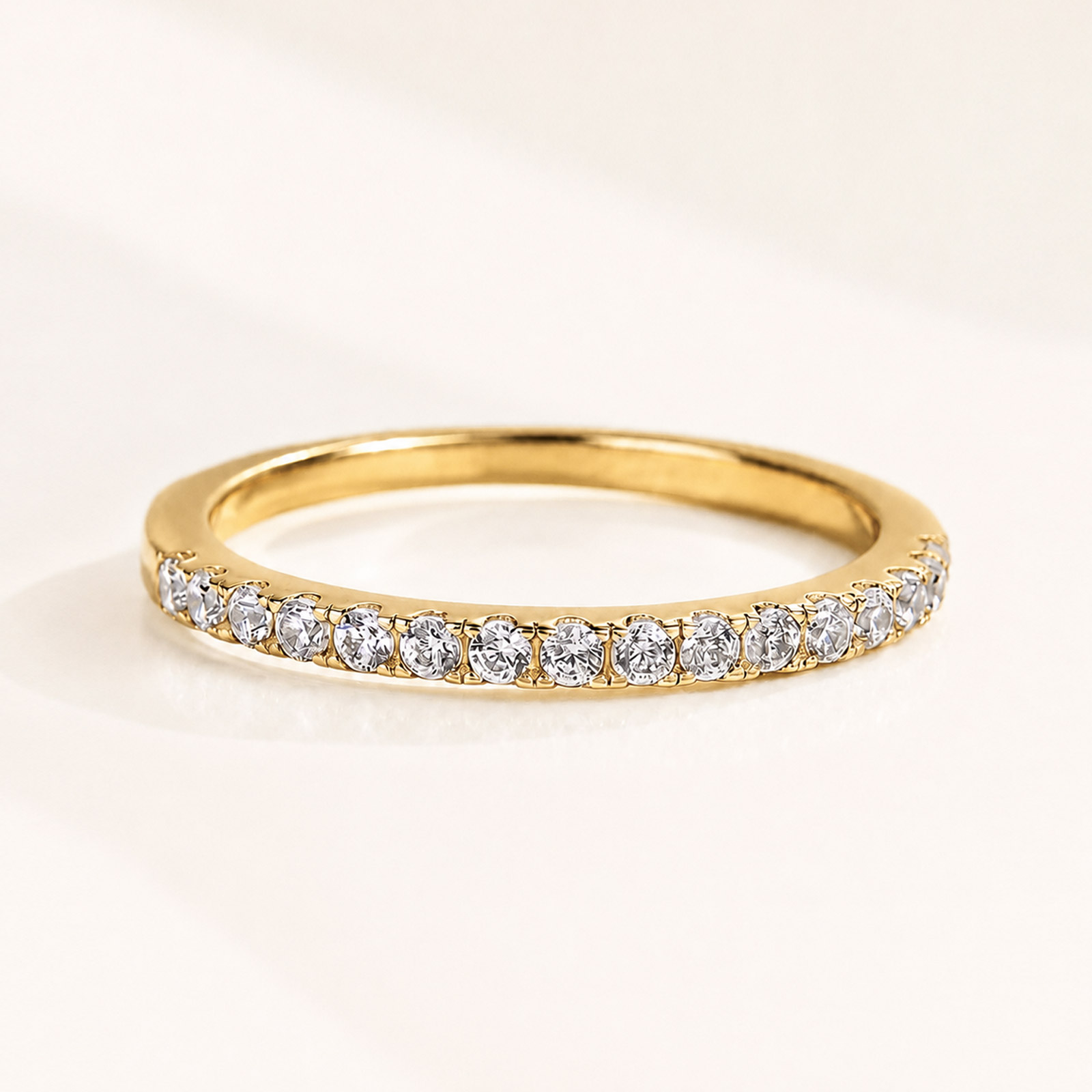 0.5 Ct Round Cut Simulated Diamond Half Eternity Thin Stackable Band for Women