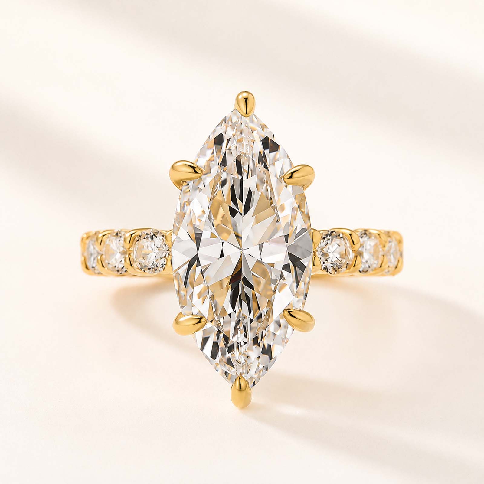 Hidden Halo 6.0 Carat Marquise Cut Simulate Diamond 18K Yellow Gold Ring
