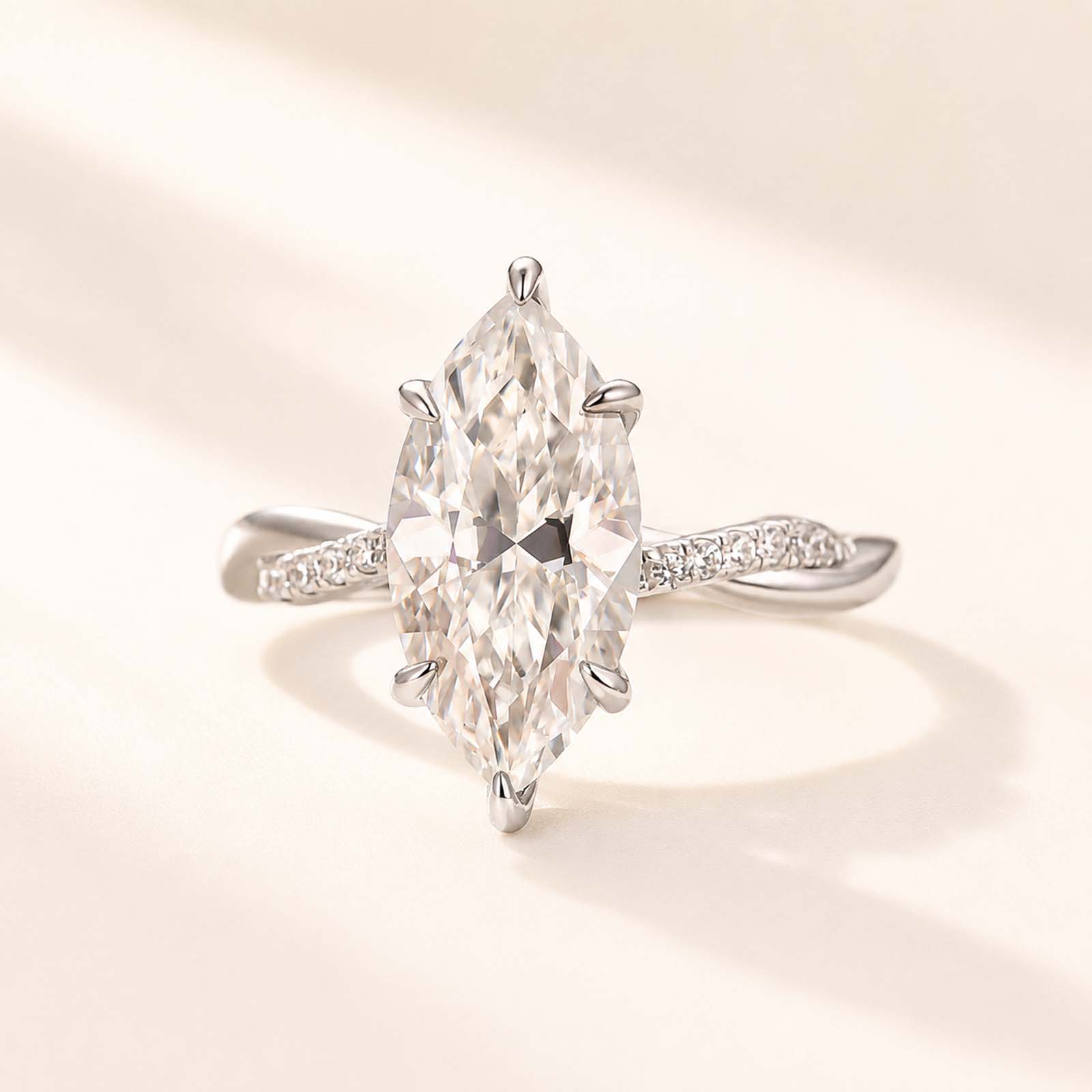 Twist Moissanite 2.0Ct Marquise Cut Promise Rings For Women
